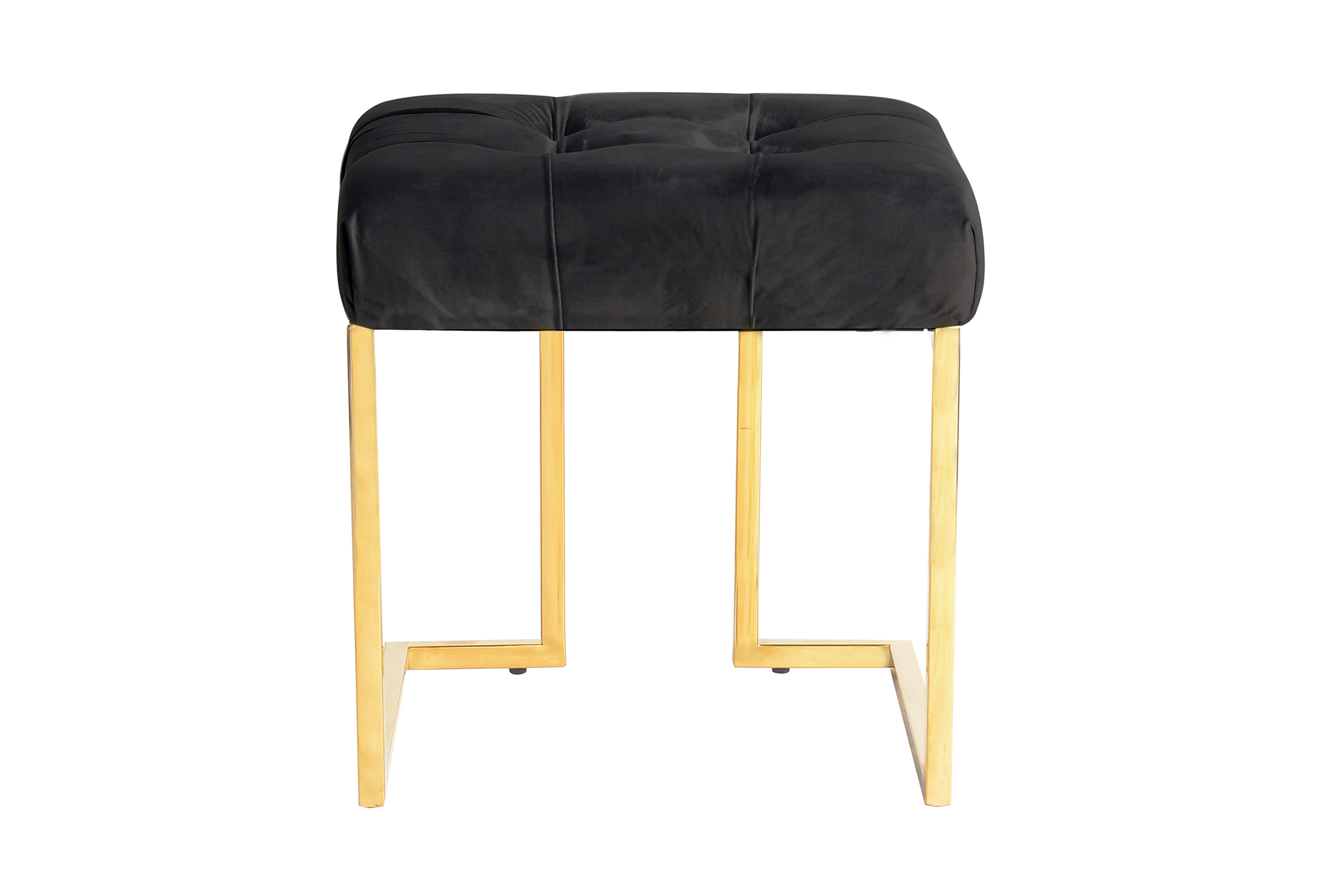 Eckiger Hocker mit samtigem Bezug