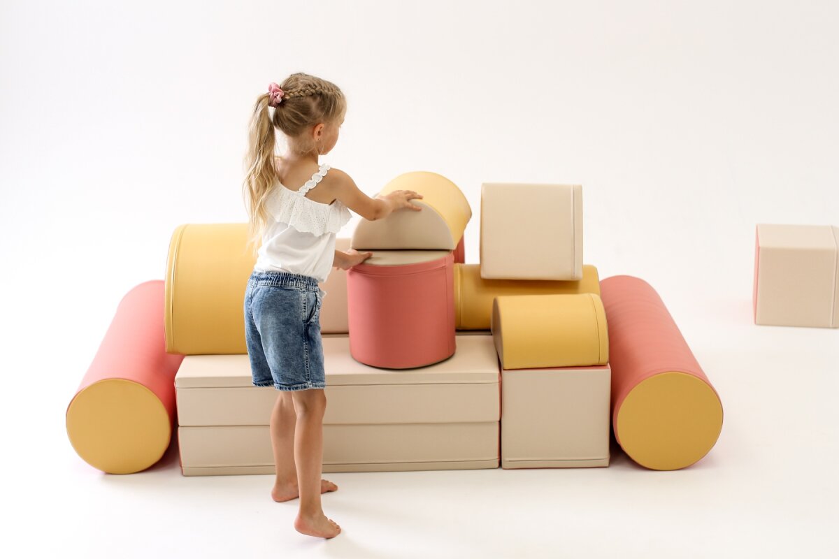 IGLU Softplay PEPI RER SIA IGLU SET 19X Fortress - Beige/Pastell-Pink/Grau/Honigfarben - Schaumstoffbaustein-Set Festung/Burg für Kinder – Ansicht 20
