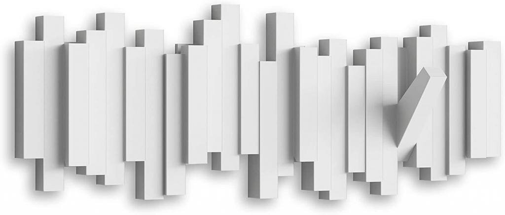 UMBRA STICKS Multi HOOK WHITE 318211-660 platzsparende Garderobenleiste mit 5 beweglichen Haken