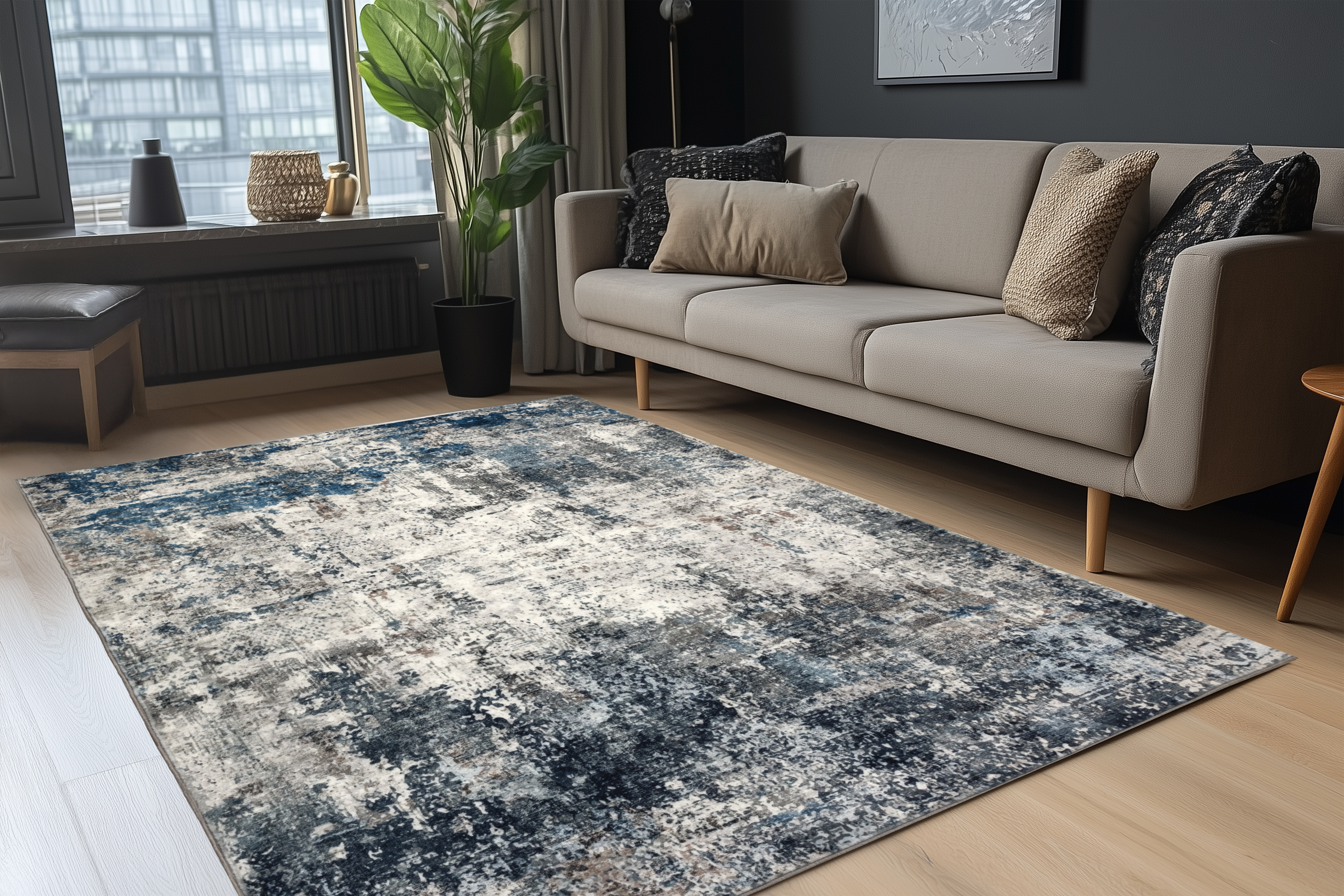 Abstrakter Aquarell-Teppich Blau