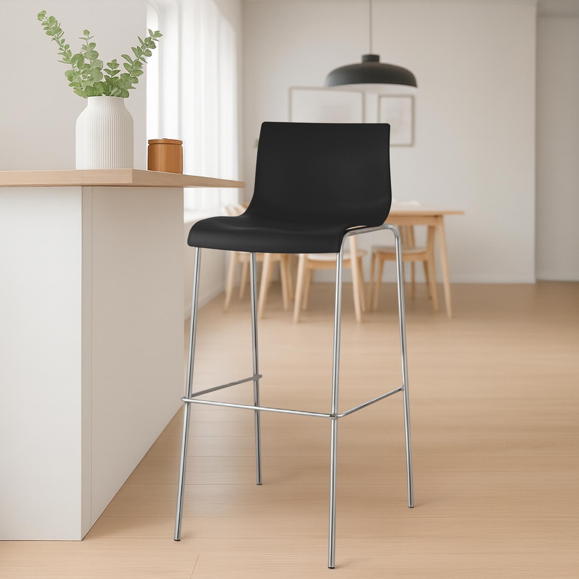 Barhocker Hoover Chrom 4-Fuß Gestell