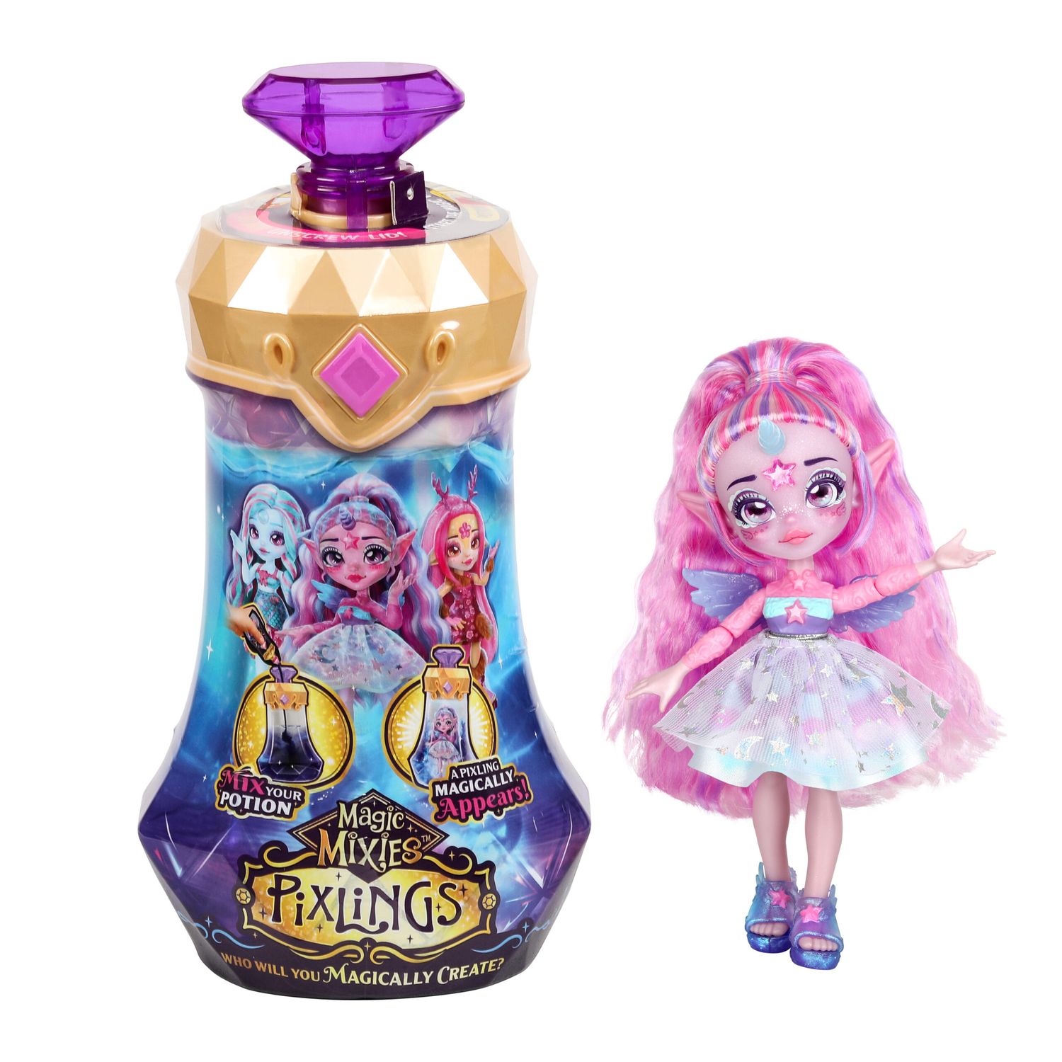 Moose Toys Plüschfiguren Magic Mixies Pixlings - Unia - The Unicorn Pixling Puppe (lila)