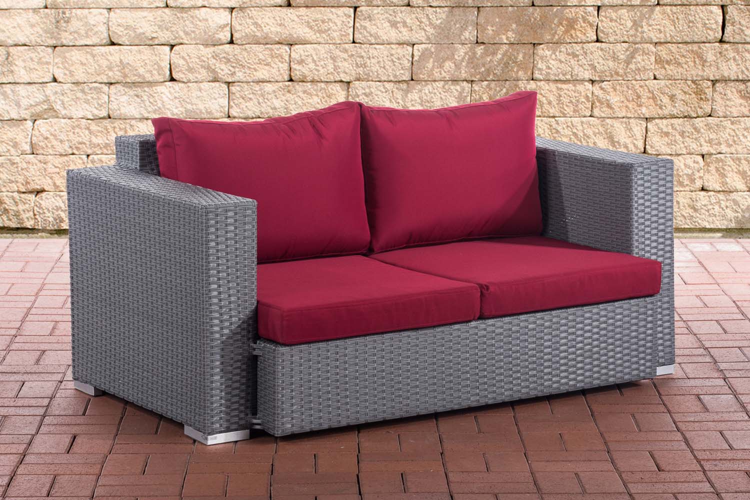 2er Sofa Provence / Sunset Rubinrot