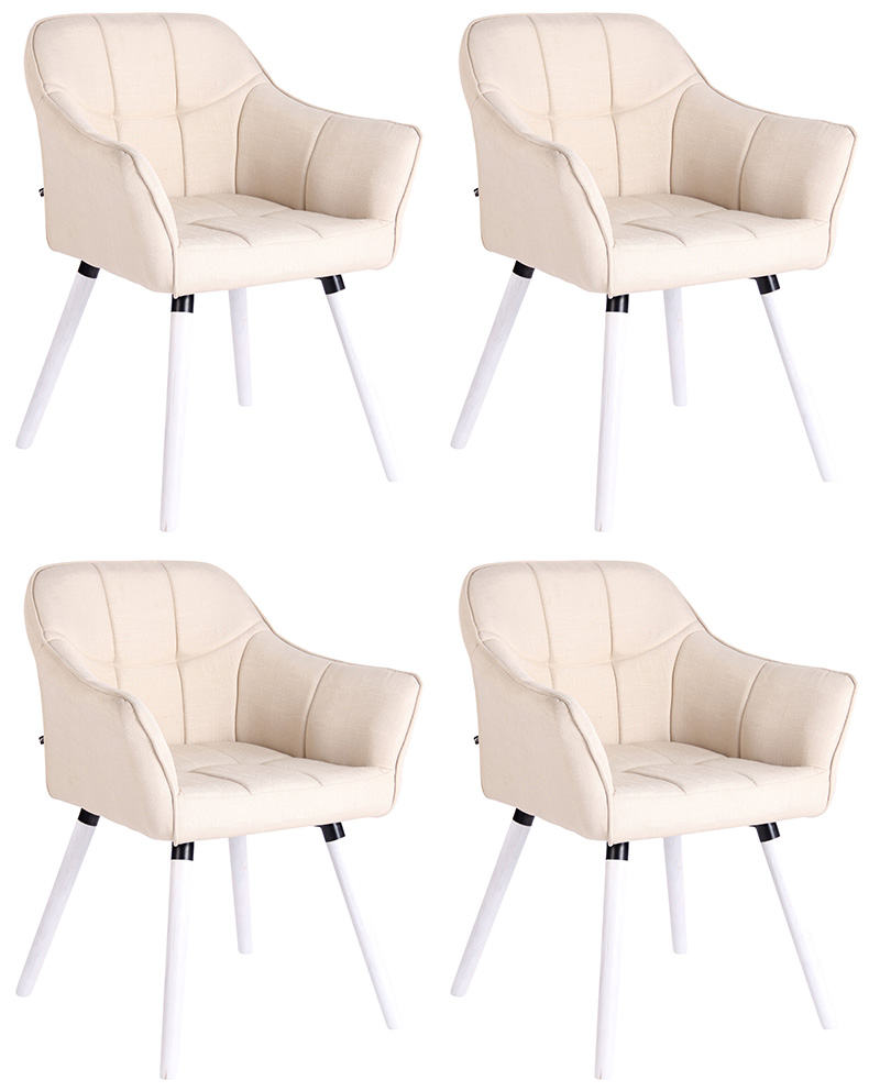 4er Set Esszimmerstuhl Falun Stoff weiß