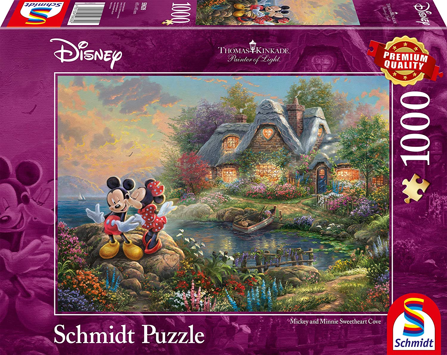 Schmidt Spiele GmbH Puzzles Disney, Sweethearts Mickey & Minnie - 1000 Teile Puzzle (Thomas Kinkade)