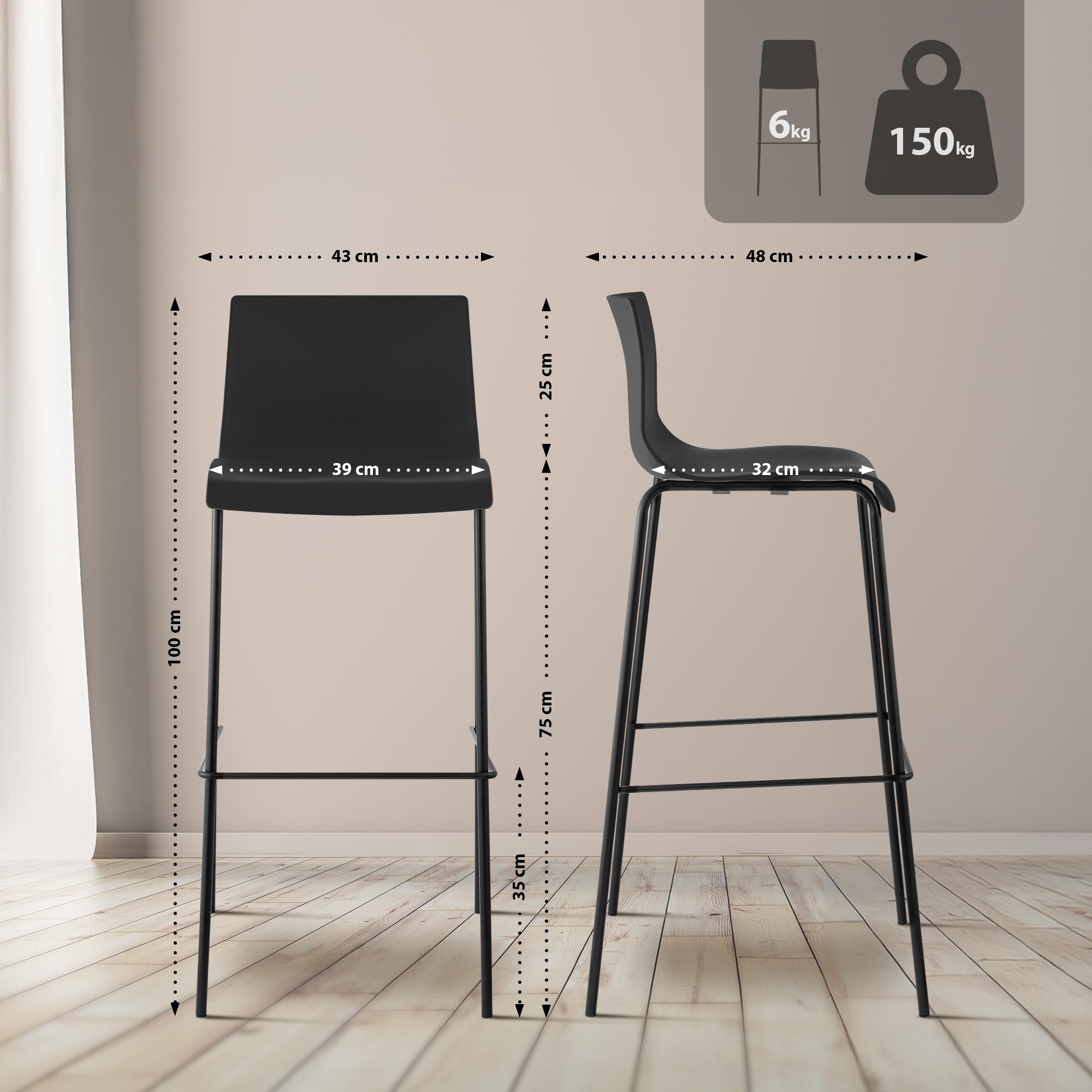 Barhocker Hoover 4-Fuß Gestell schwarz