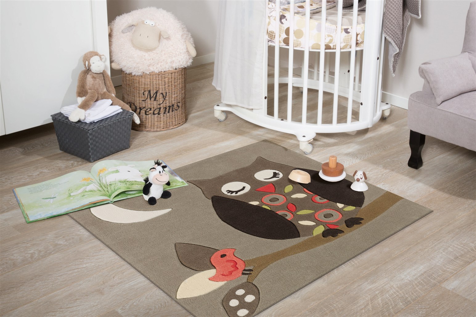 Teppich Joy 4190 Multi Owl 130cm x 130cm ECKIG