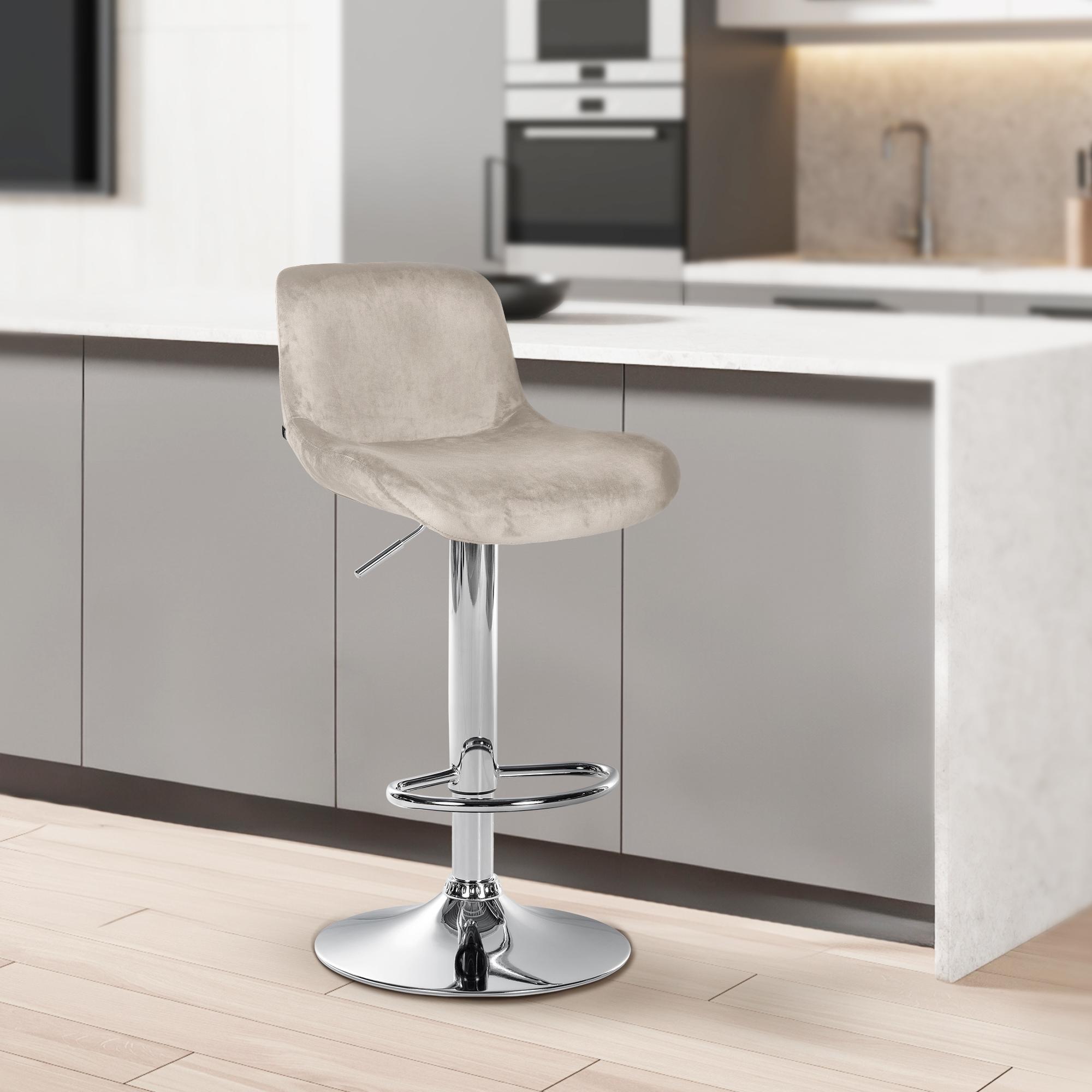 2er Set Barhocker Solon Chrom Samt