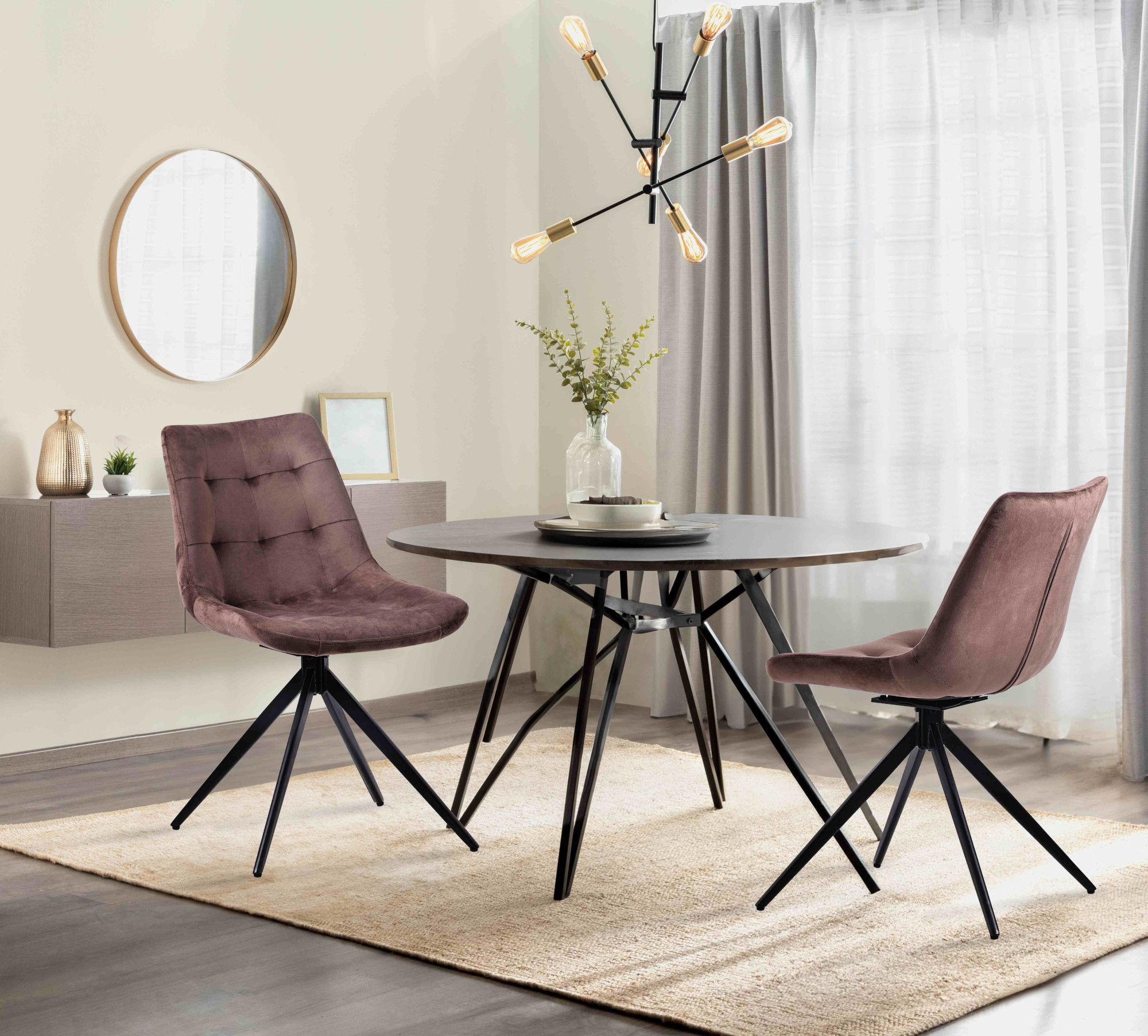 2er Set Esszimmerstuhl Merna Samt