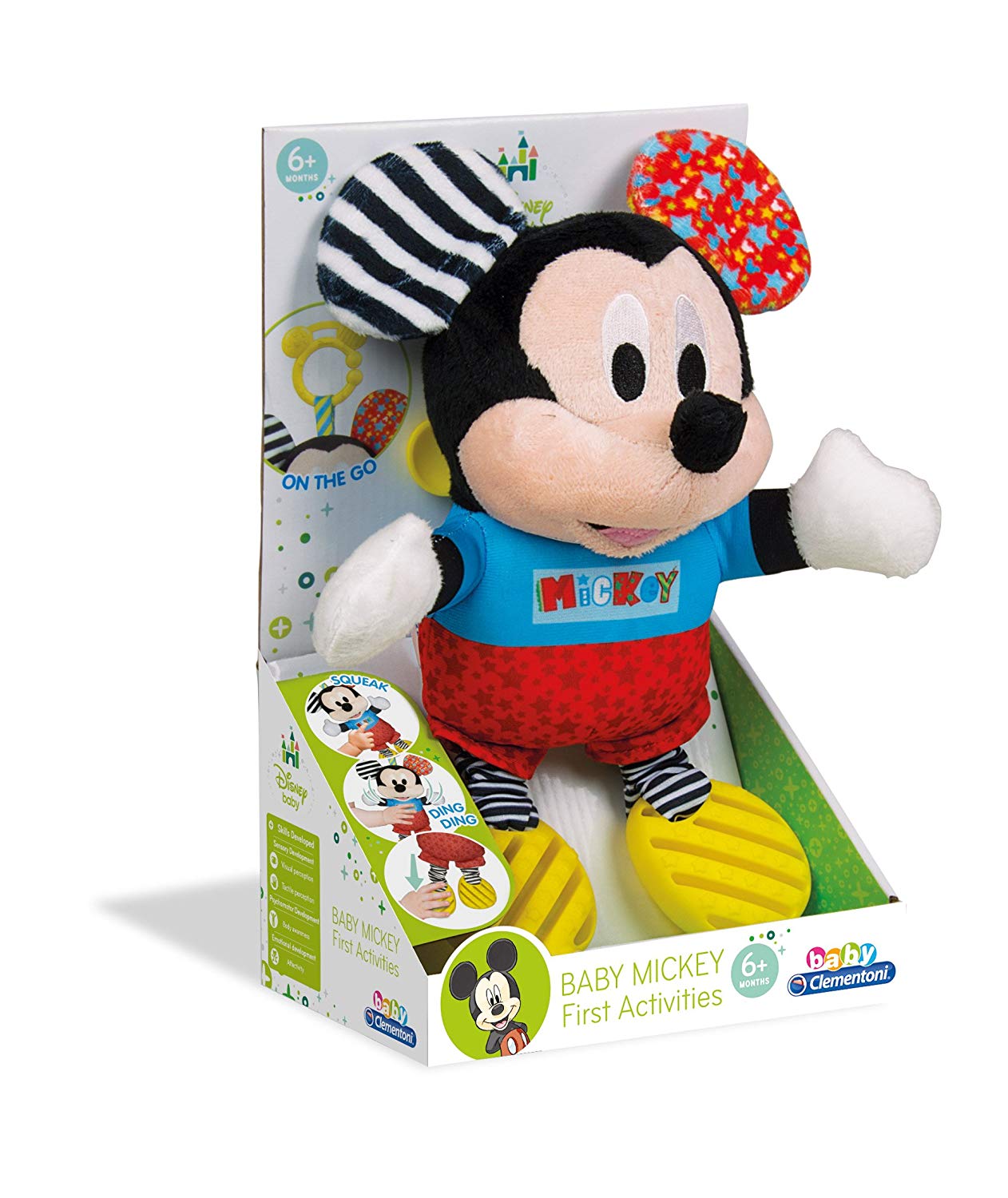 Clementoni Mickey Mouse Disney Baby - Plüsch Mickey mit Beißring - Erste Aktivitäten