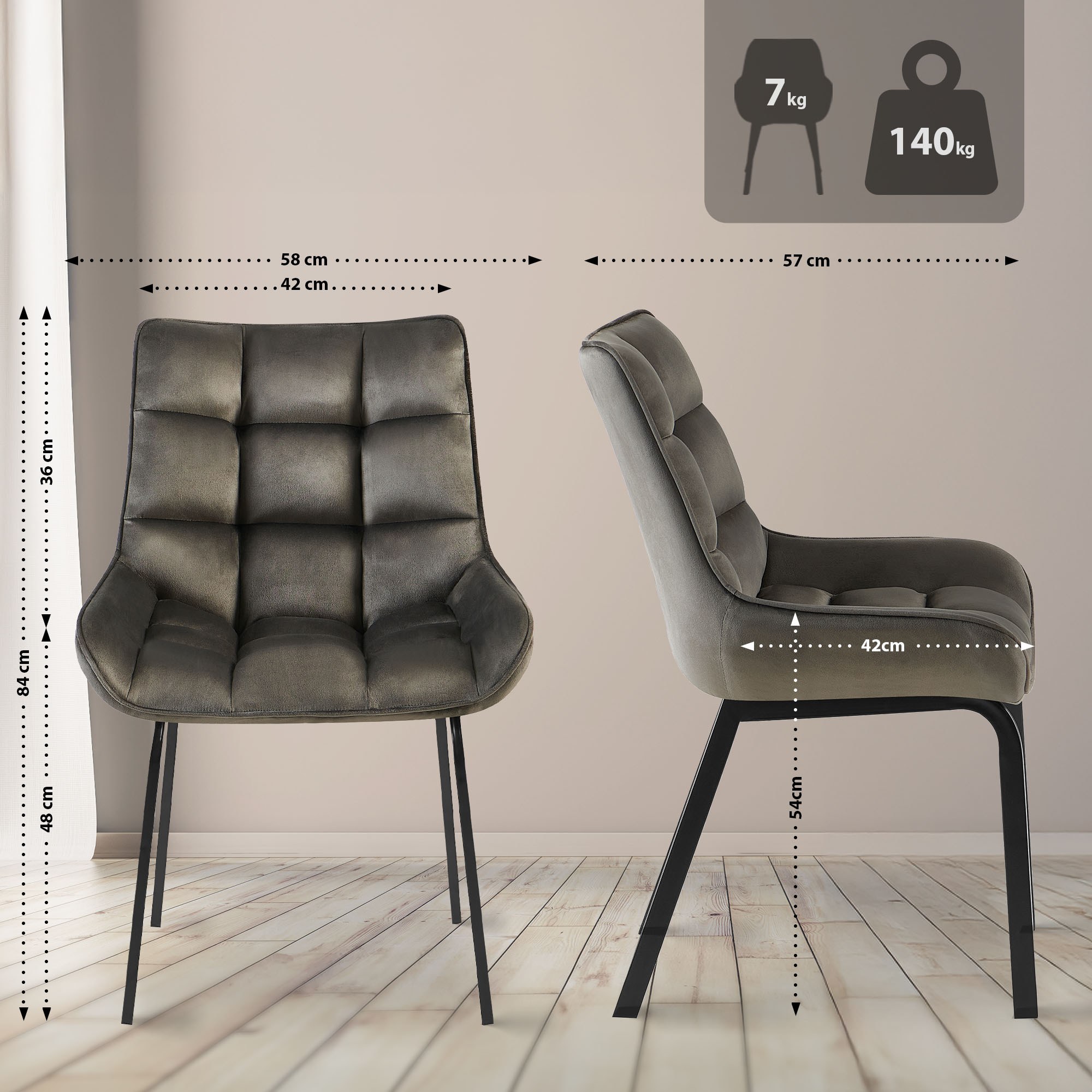 2er Set Stuhl Saranda Samt