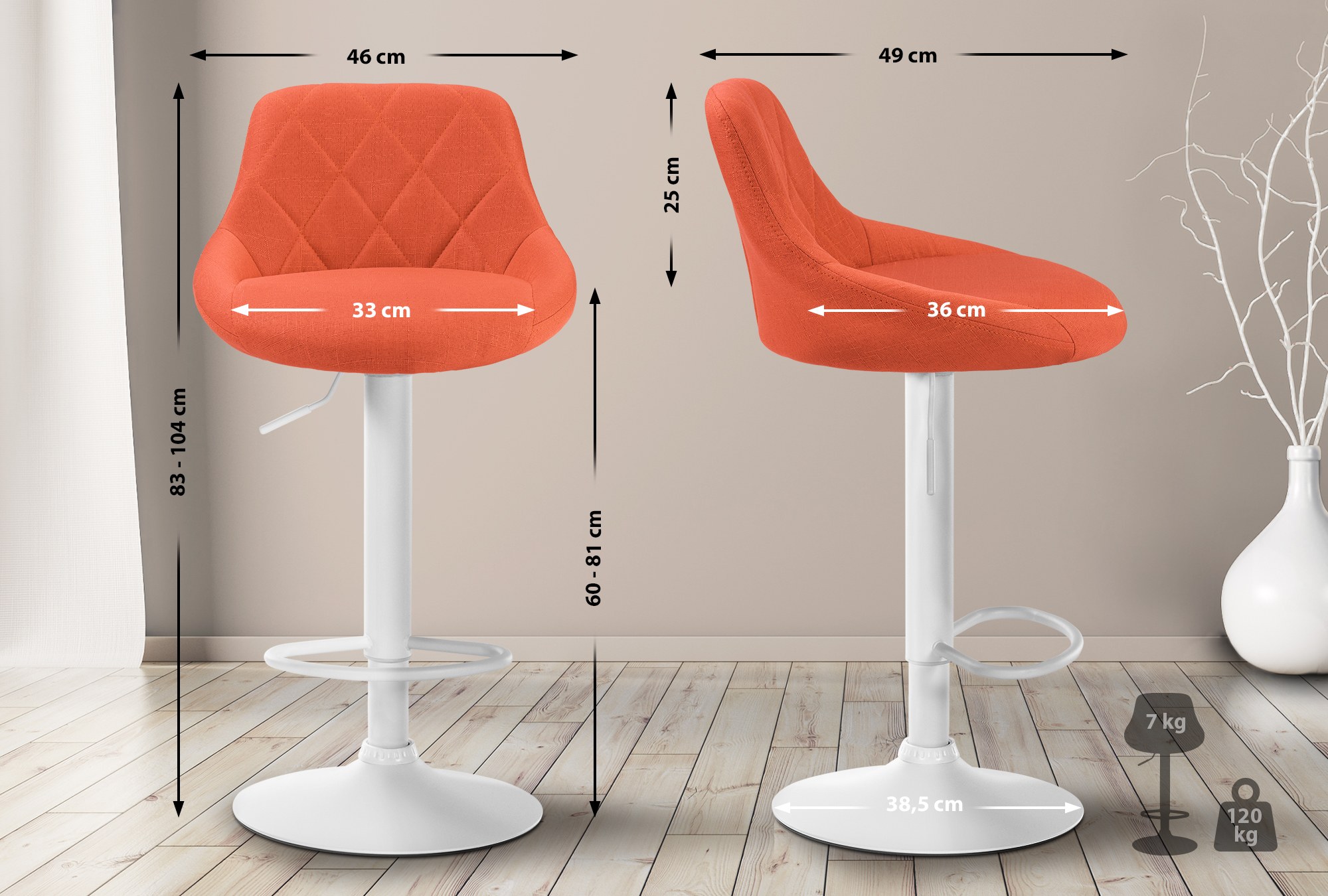 Barhocker Lazio Stoff weiß