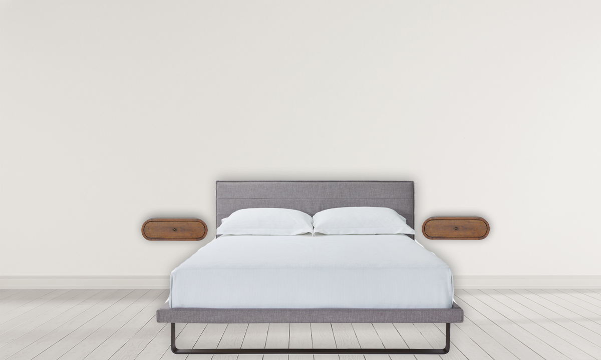 Runde Nachttischkonsole aus Kastanienholz zur Wandmontage