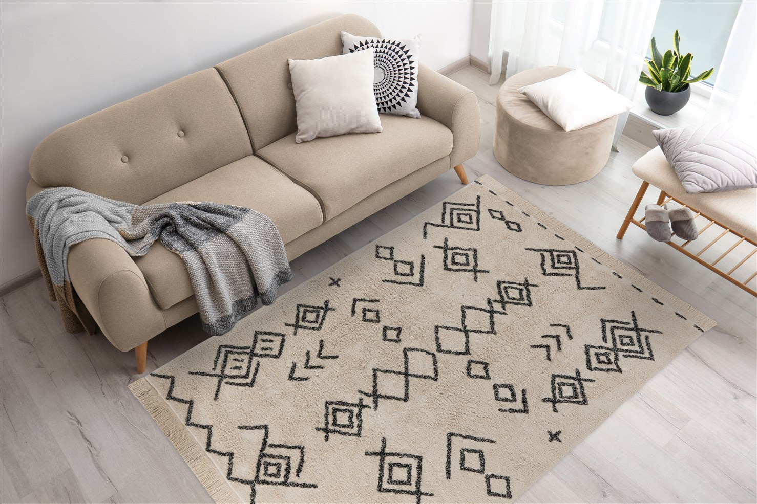 Teppich Mylen 325 Creme / Schwarz 160cm x 230cm
