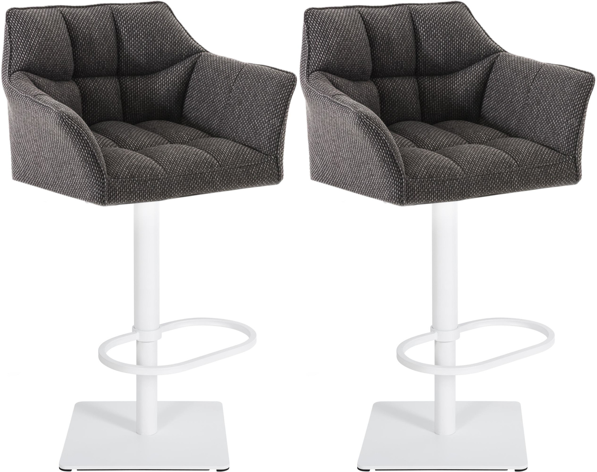 2er Set Barhocker Damaso Stoff weiß