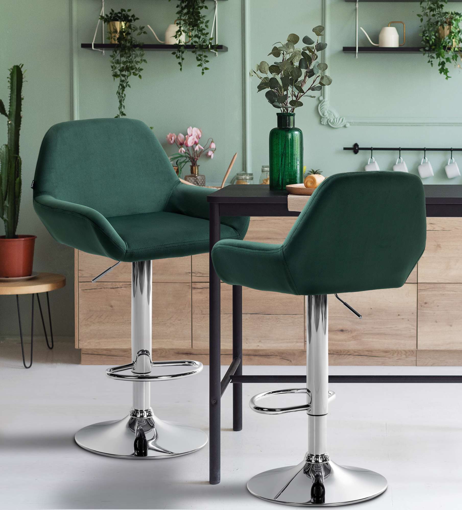Barhocker Braga Samt chrom