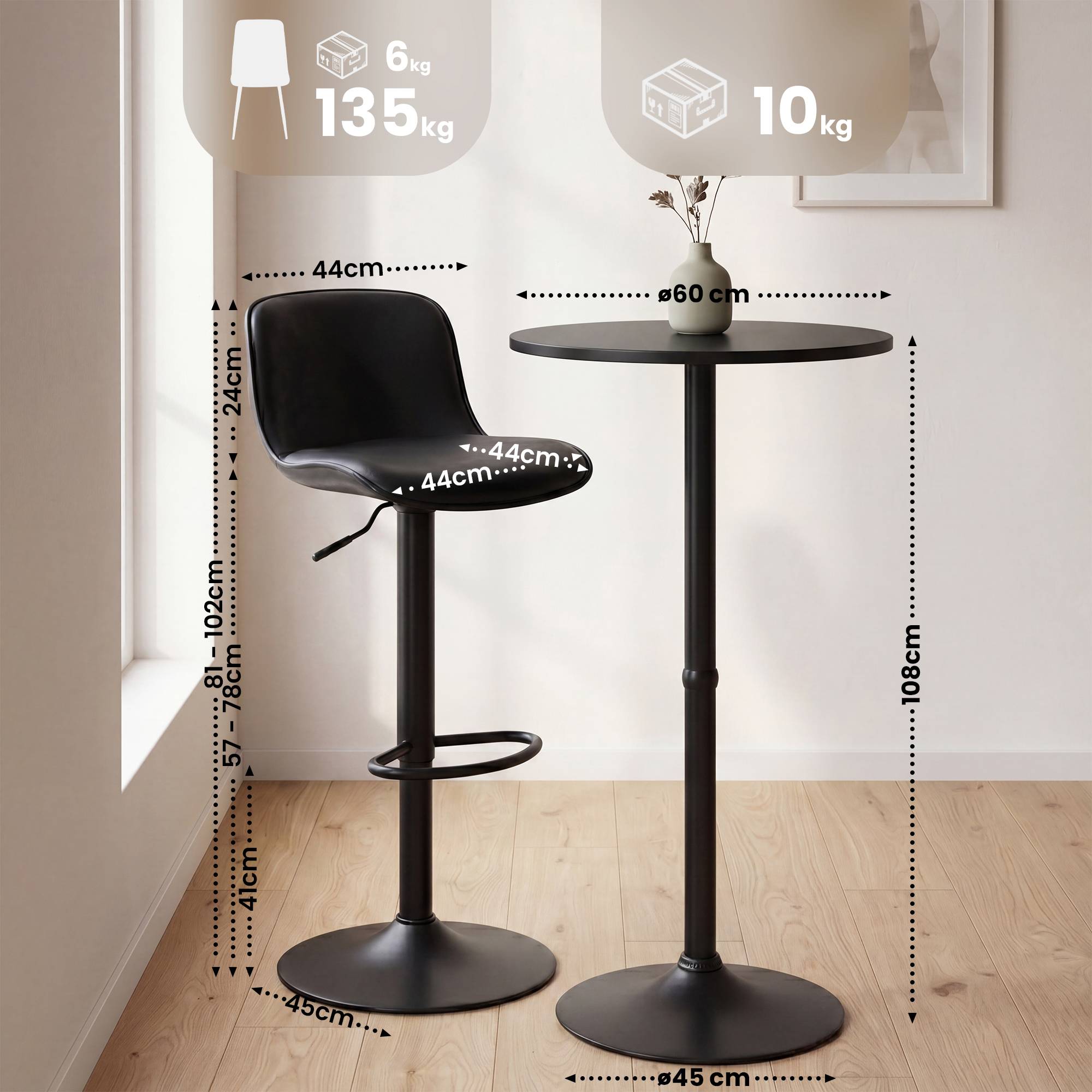 2er Bartisch Set Velor Kunstleder