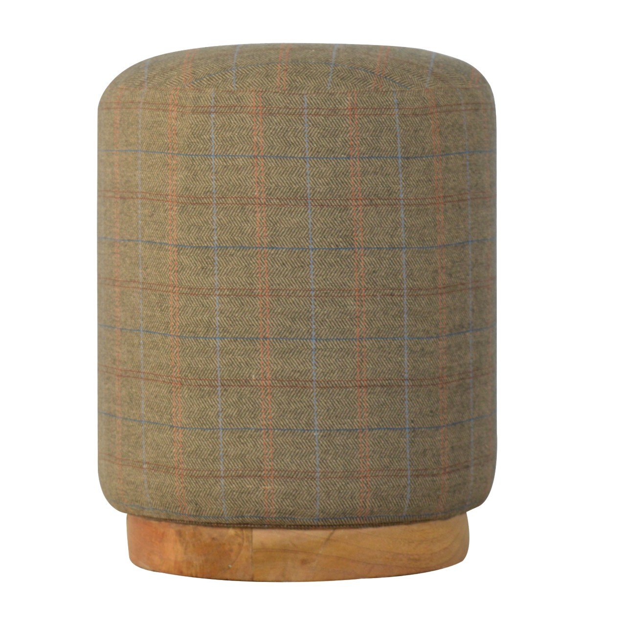 Runder Fußhocker aus Multi-Tweed