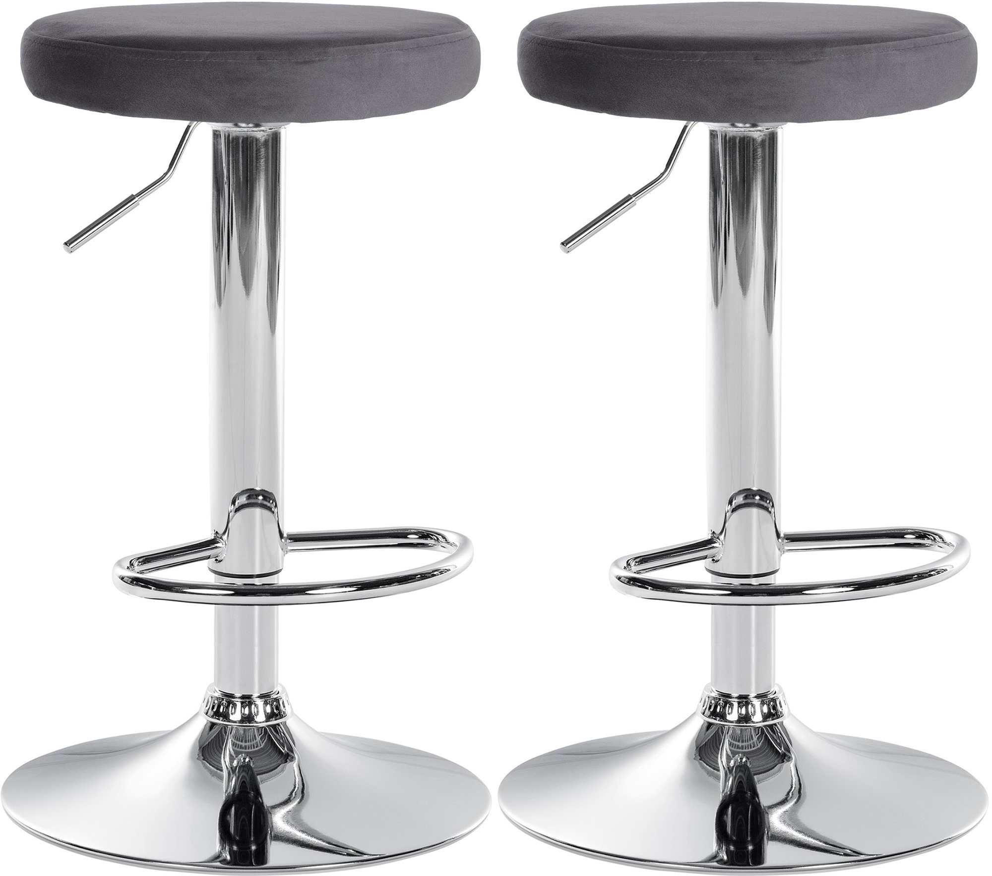 2er Set Barhocker Ponte Samt chrom