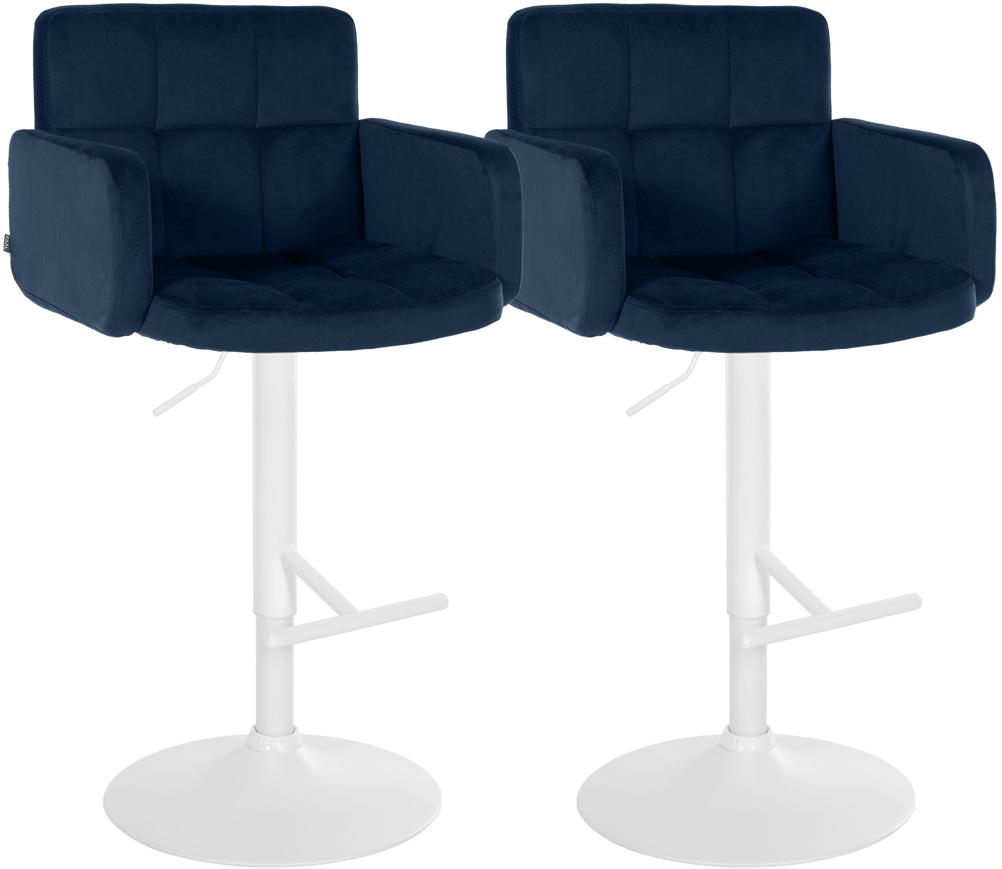 2er Set Barhocker Los Angeles Samt weiß