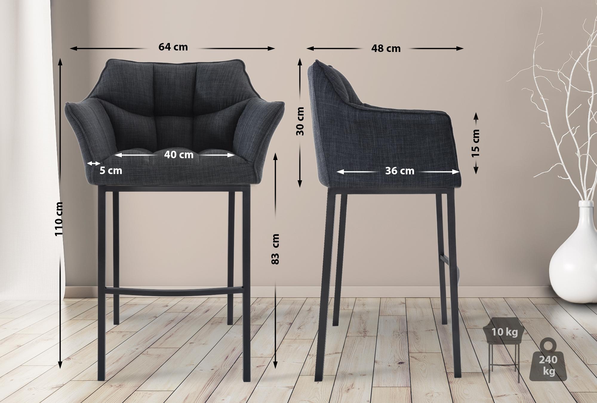 Barhocker Damaso B Stoff mit 4-Fuß Gestell