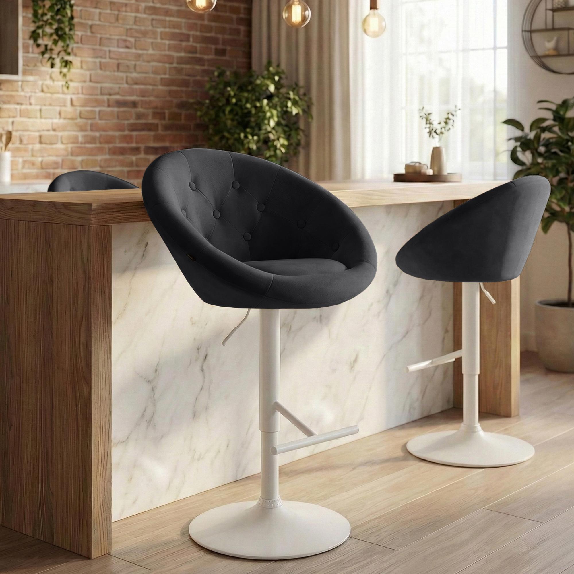 Barhocker London Samt weiß