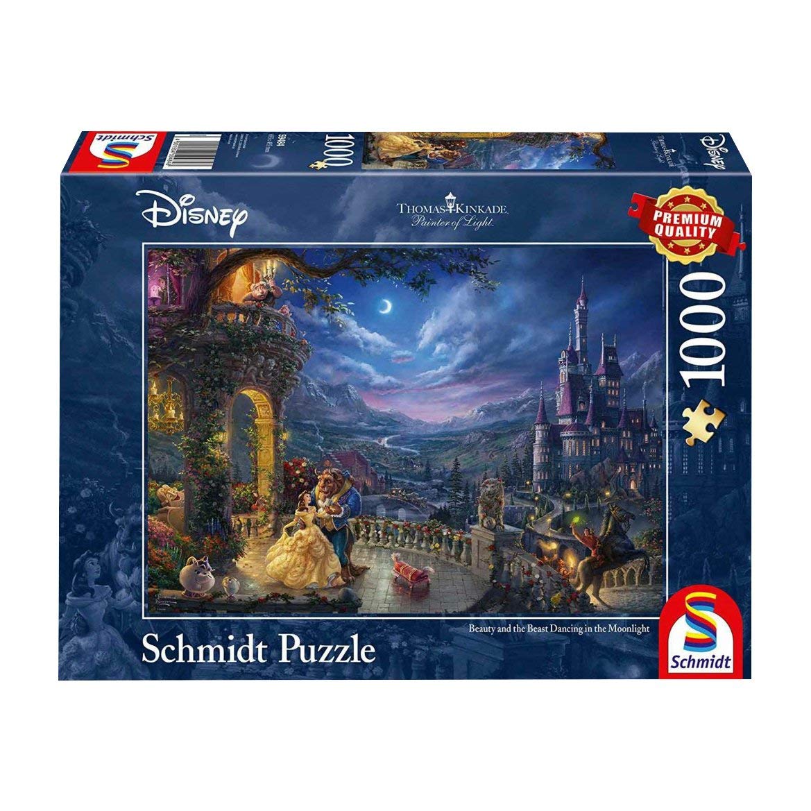 Schmidt Spiele GmbH Puzzles Disney, Die Schöne und das Biest, Tanz im Mondlicht - 1000 Teile Puzzle (Thomas Kinkade)