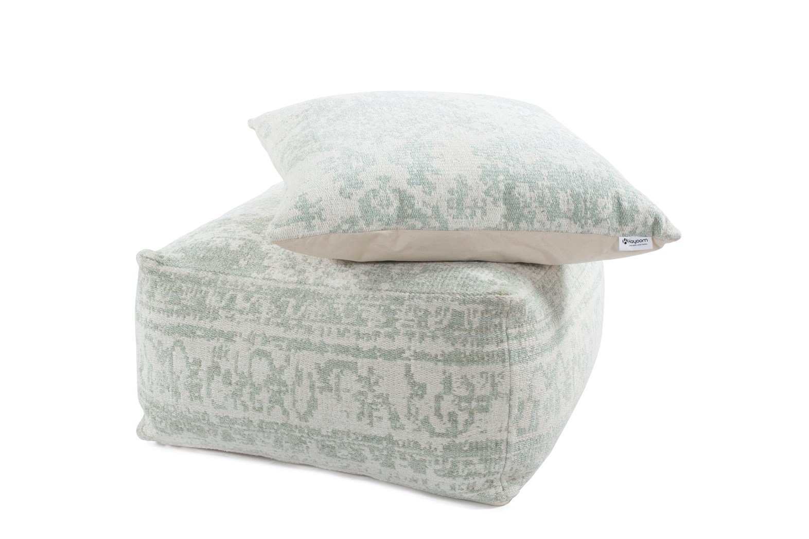 Pouf Paramount Pouf & Cushion Set 110 Elfenbein / Mint 80cm x 80cm