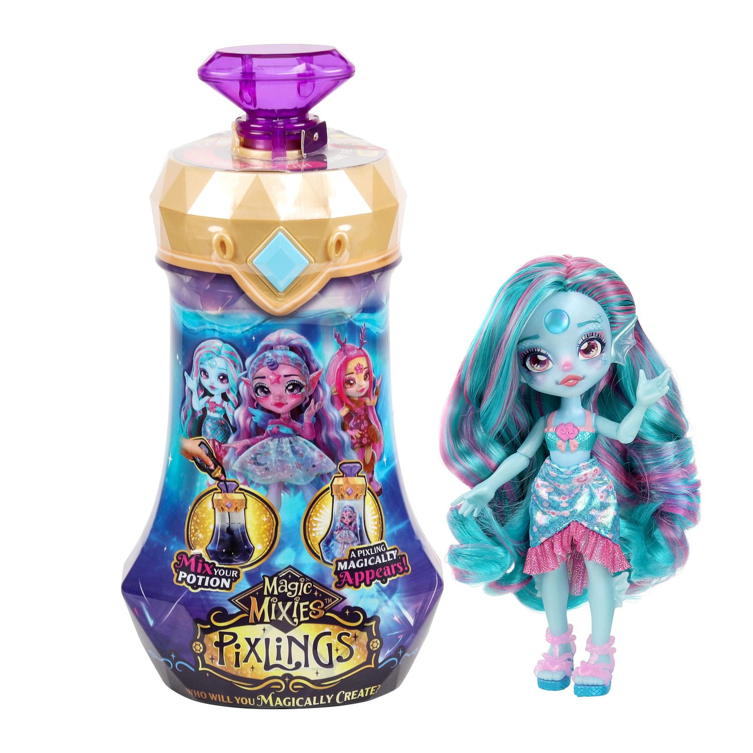Moose Toys Plüschfiguren Magic Mixies Pixlings - Marena - The Mermaid Pixling Puppe (Aqua)