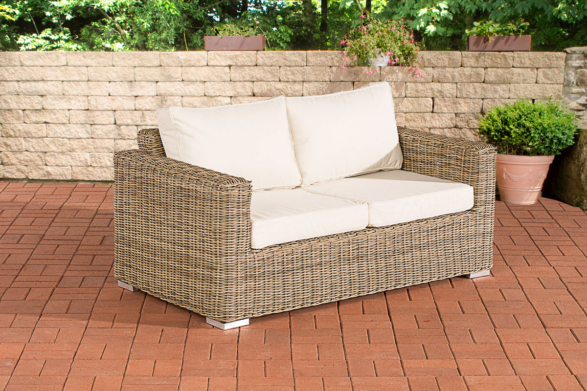 2er-Sofa Bilbao / Madeira Cremeweiss