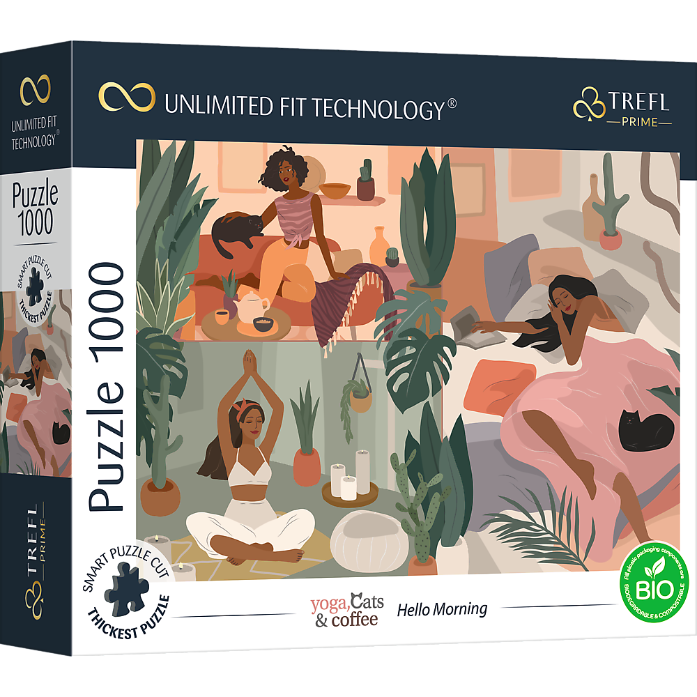 Trefl Puzzles Yoga, Katzen & Kaffee, Hello Morning - UFT Puzzle 1000 Teile