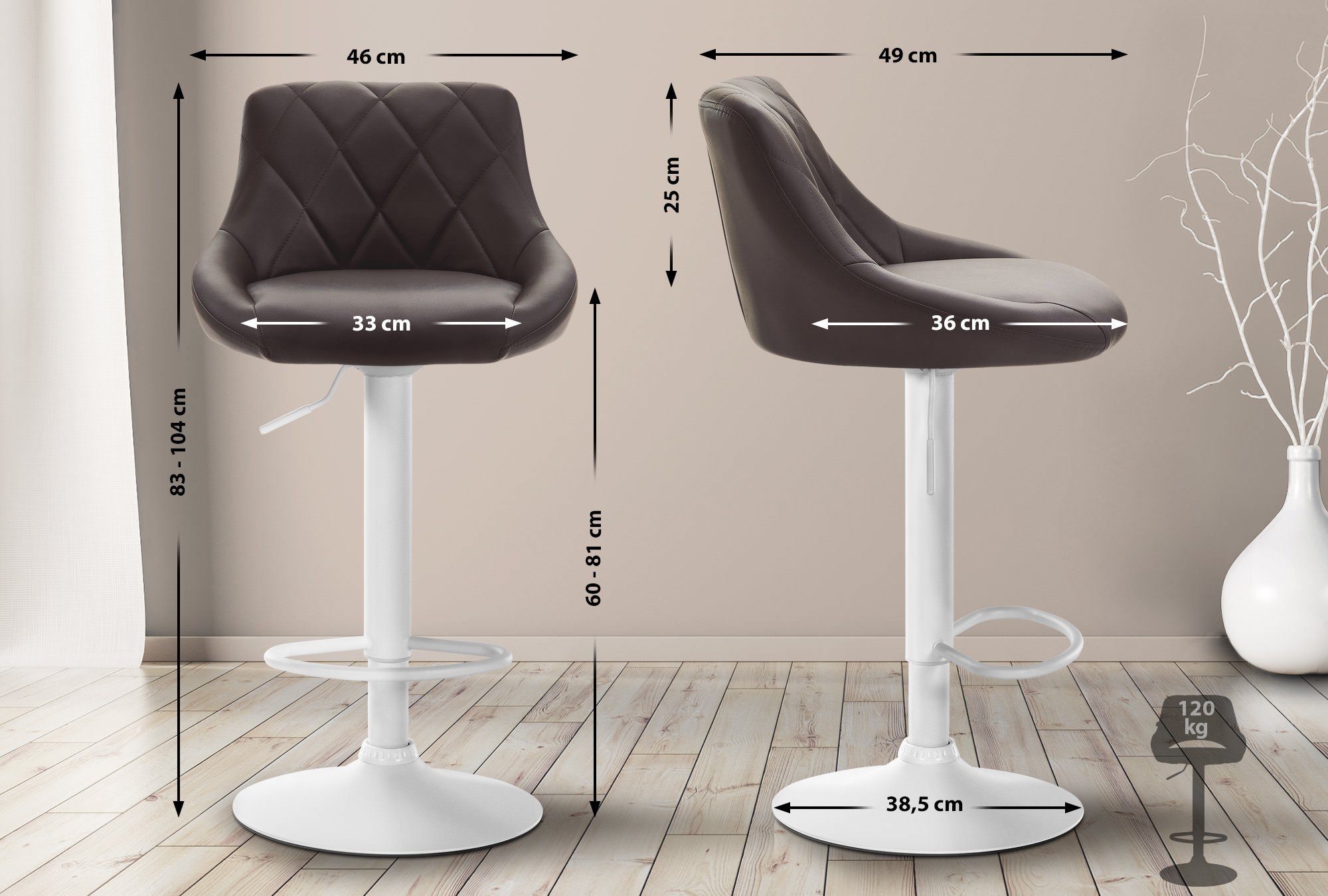Barhocker Lazio Kunstleder weiß