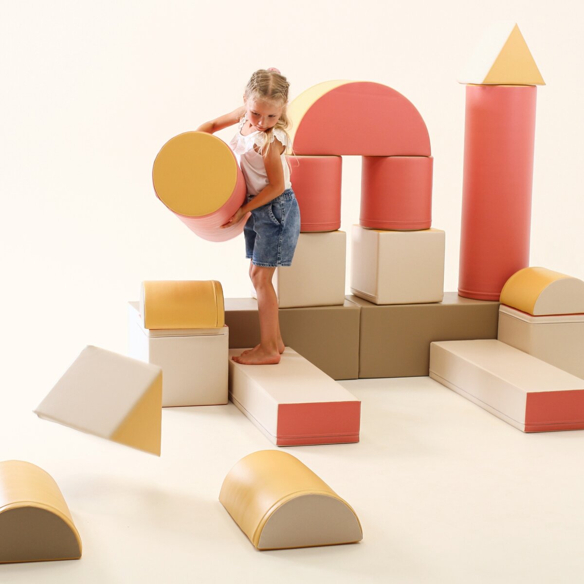 IGLU Softplay PEPI RER SIA IGLU SET 19X Fortress - Beige/Pastell-Pink/Grau/Honigfarben - Schaumstoffbaustein-Set Festung/Burg für Kinder – Ansicht 10