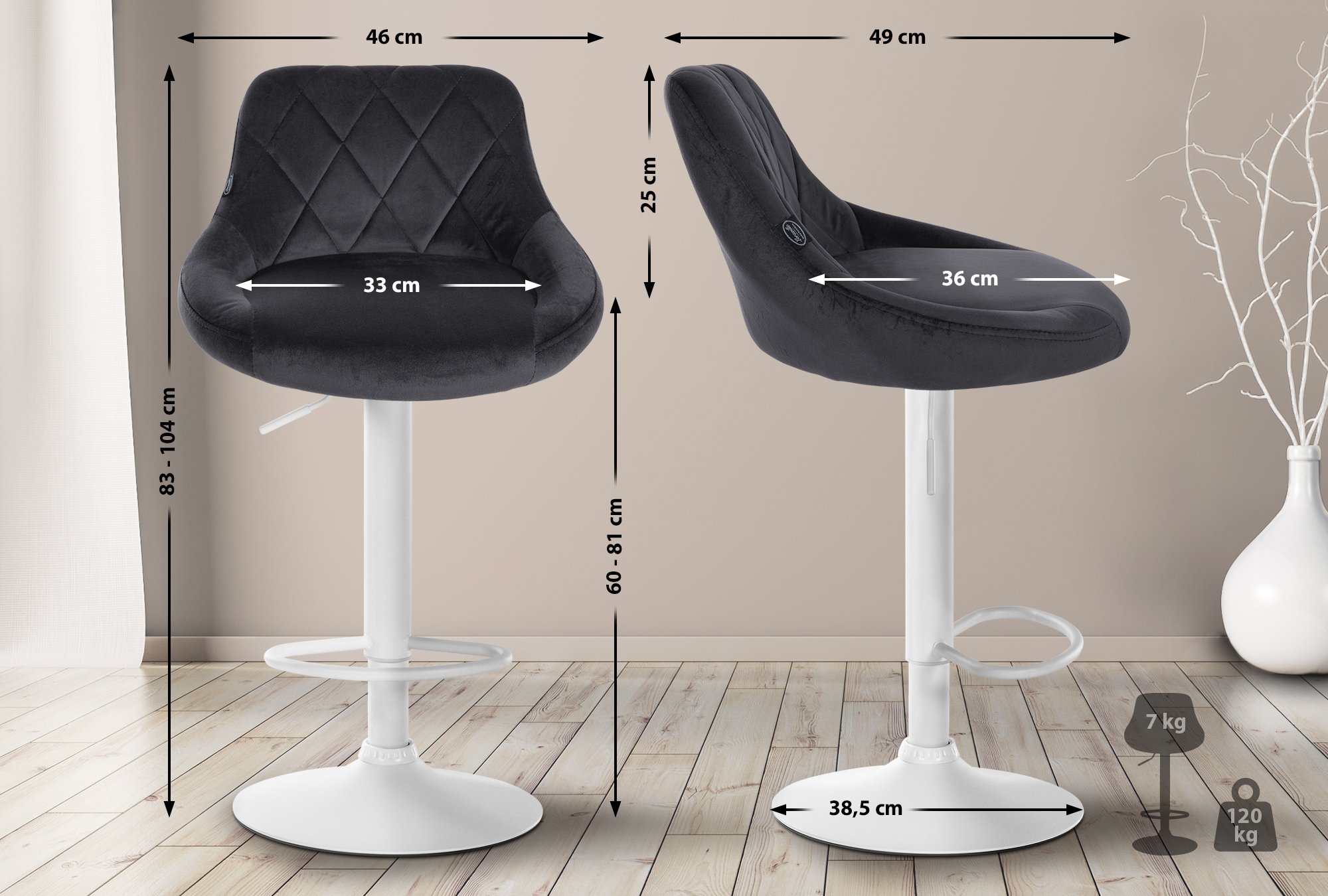 Barhocker Lazio Samt weiß