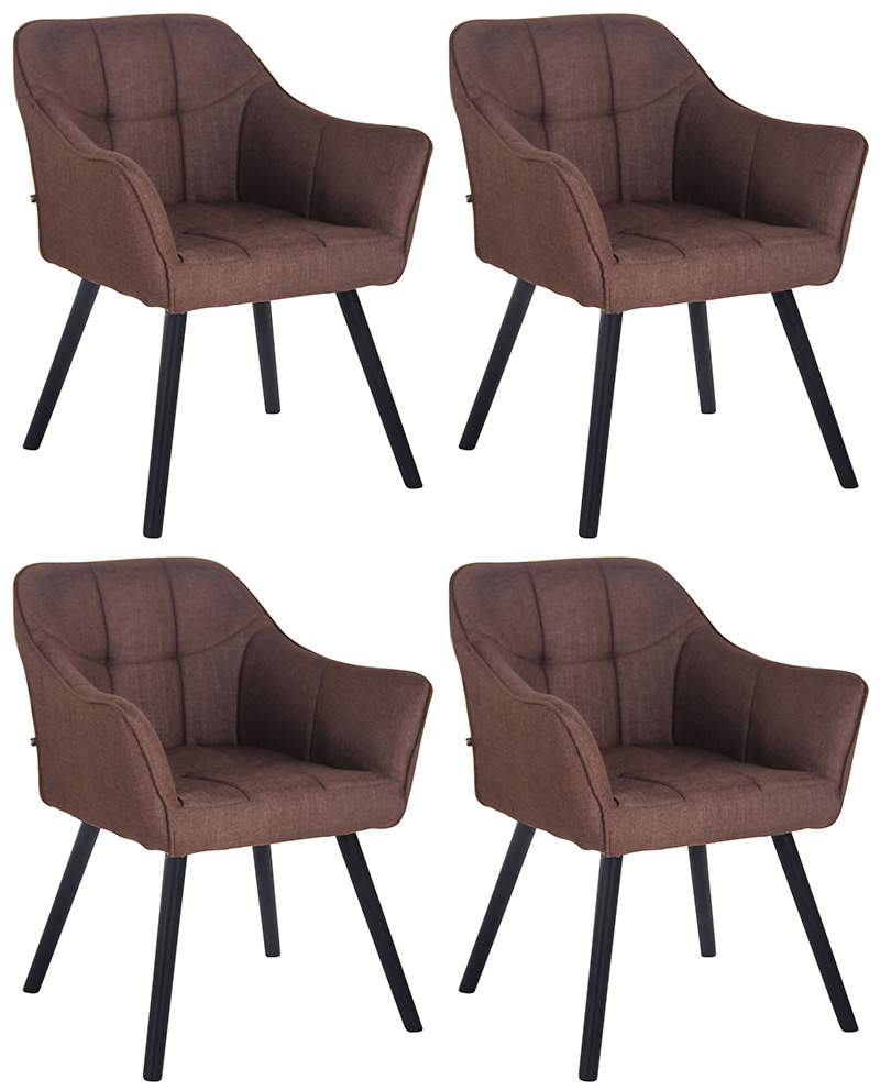4er Set Esszimmerstuhl Falun Stoff schwarz