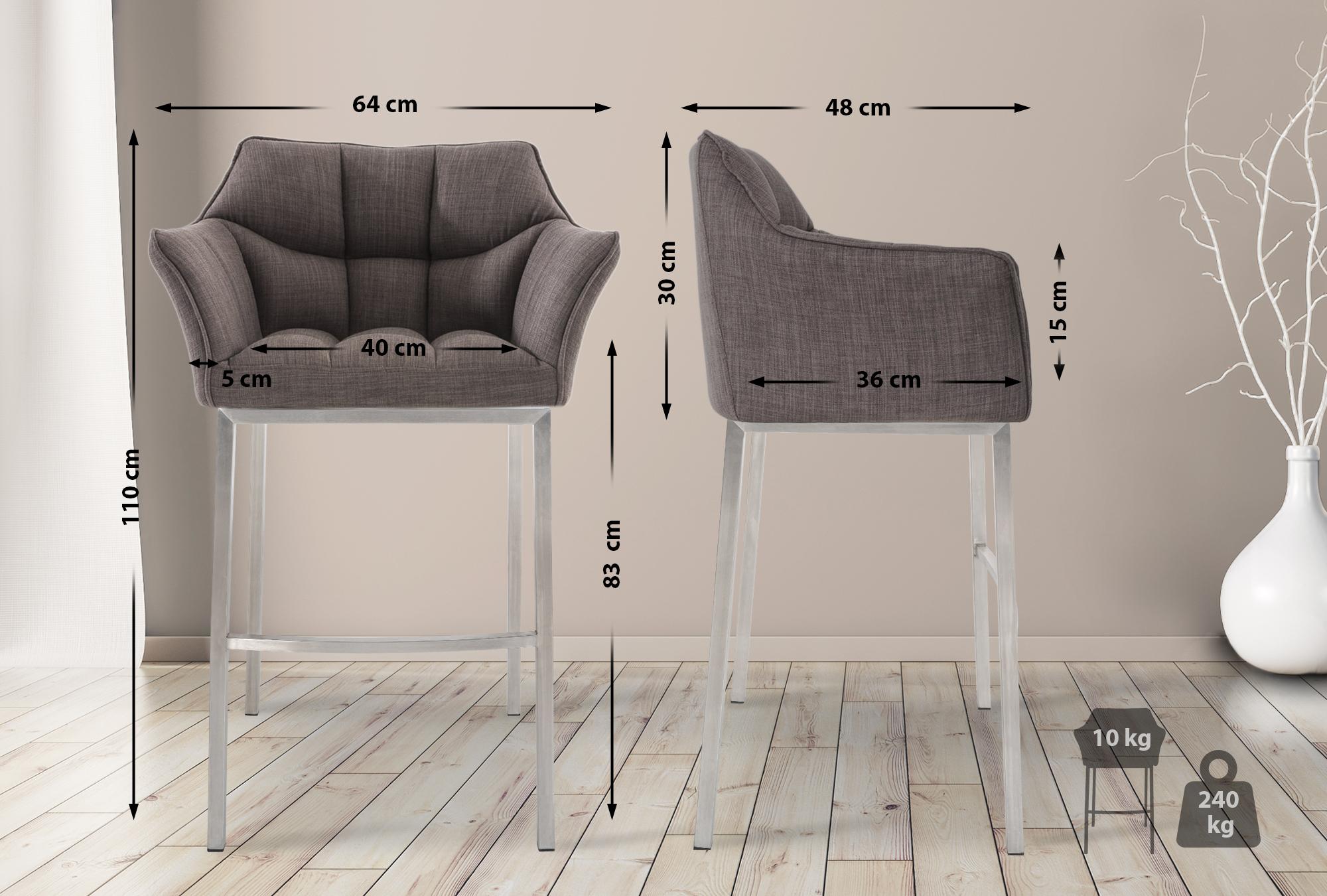Barhocker Damaso E Stoff mit 4-Fuß Gestell