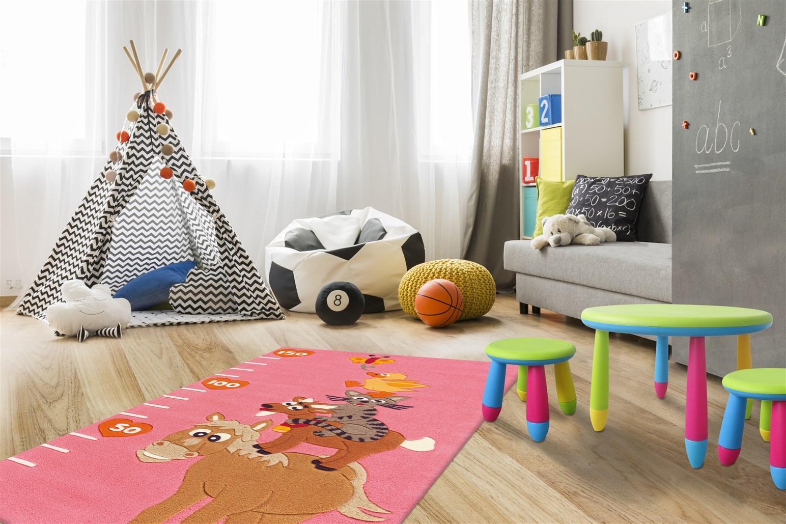 Teppich Joy 4168 Rosa Animals 75cm x 160cm