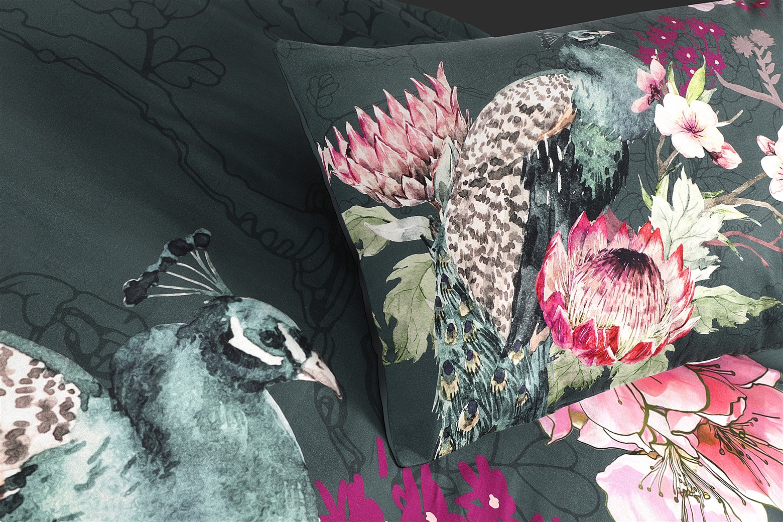 Bettwäsche Bettwäsche Blossom 125-FR Multi / Grün 140cm x 200cm / 65cm x 65cm