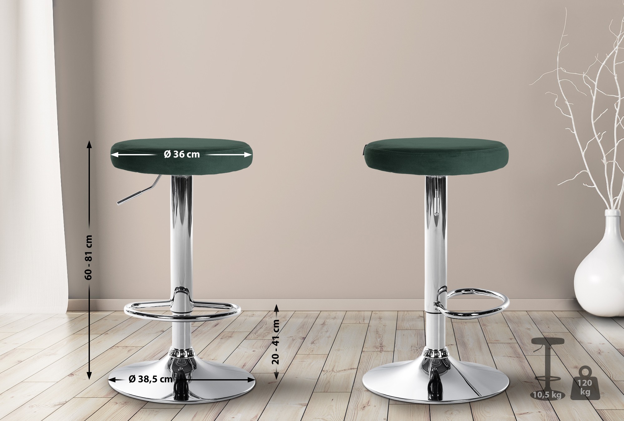 Barhocker Ponte Samt chrom