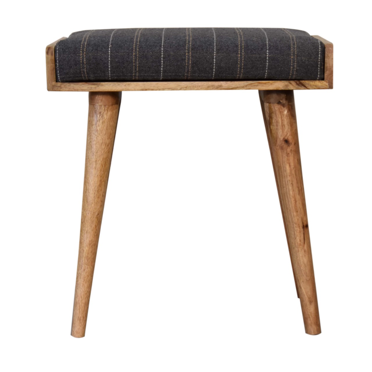 Fußhocker im Stil eines Tabletts aus Zinn und Tweed