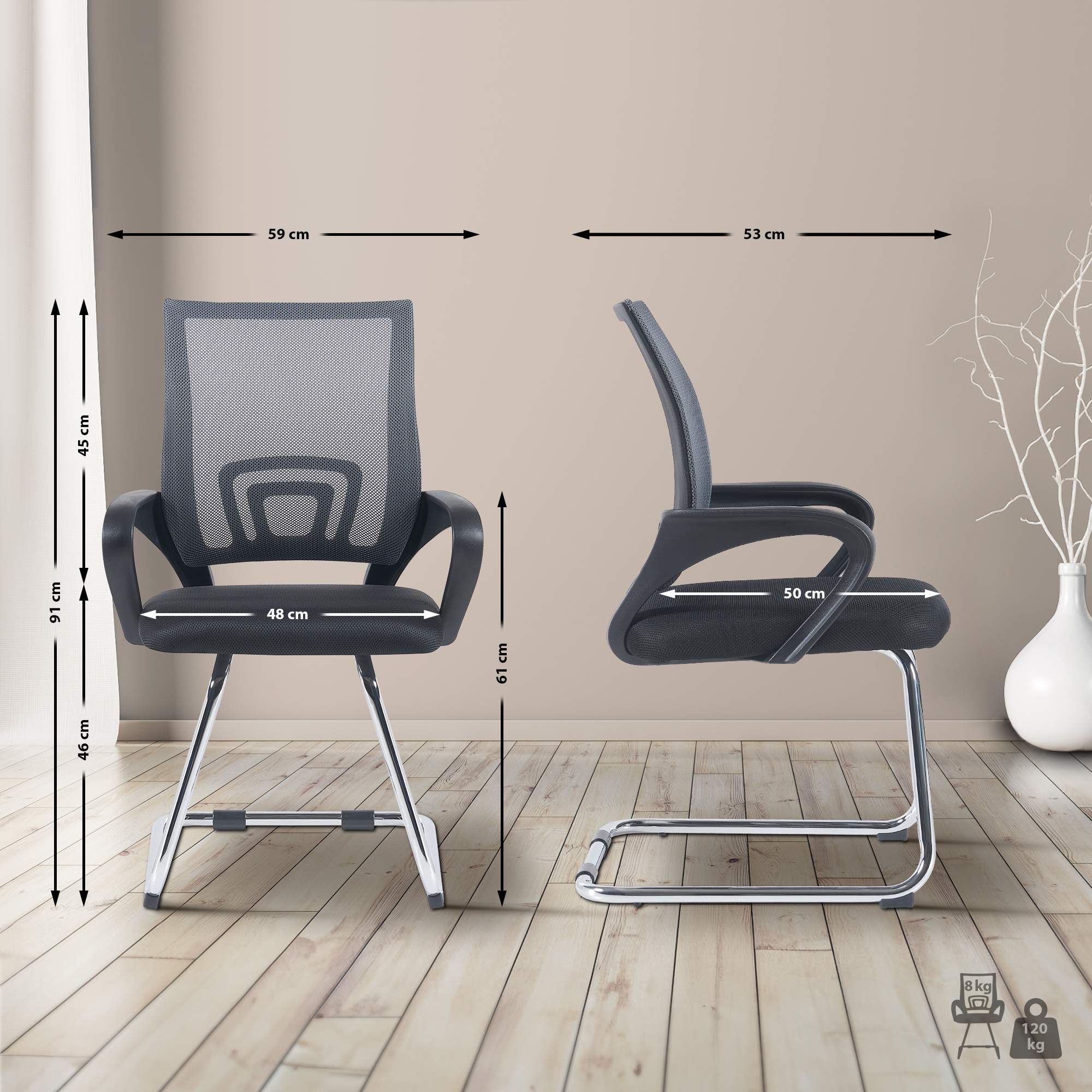 2er Set Besucherstühle Eureka
