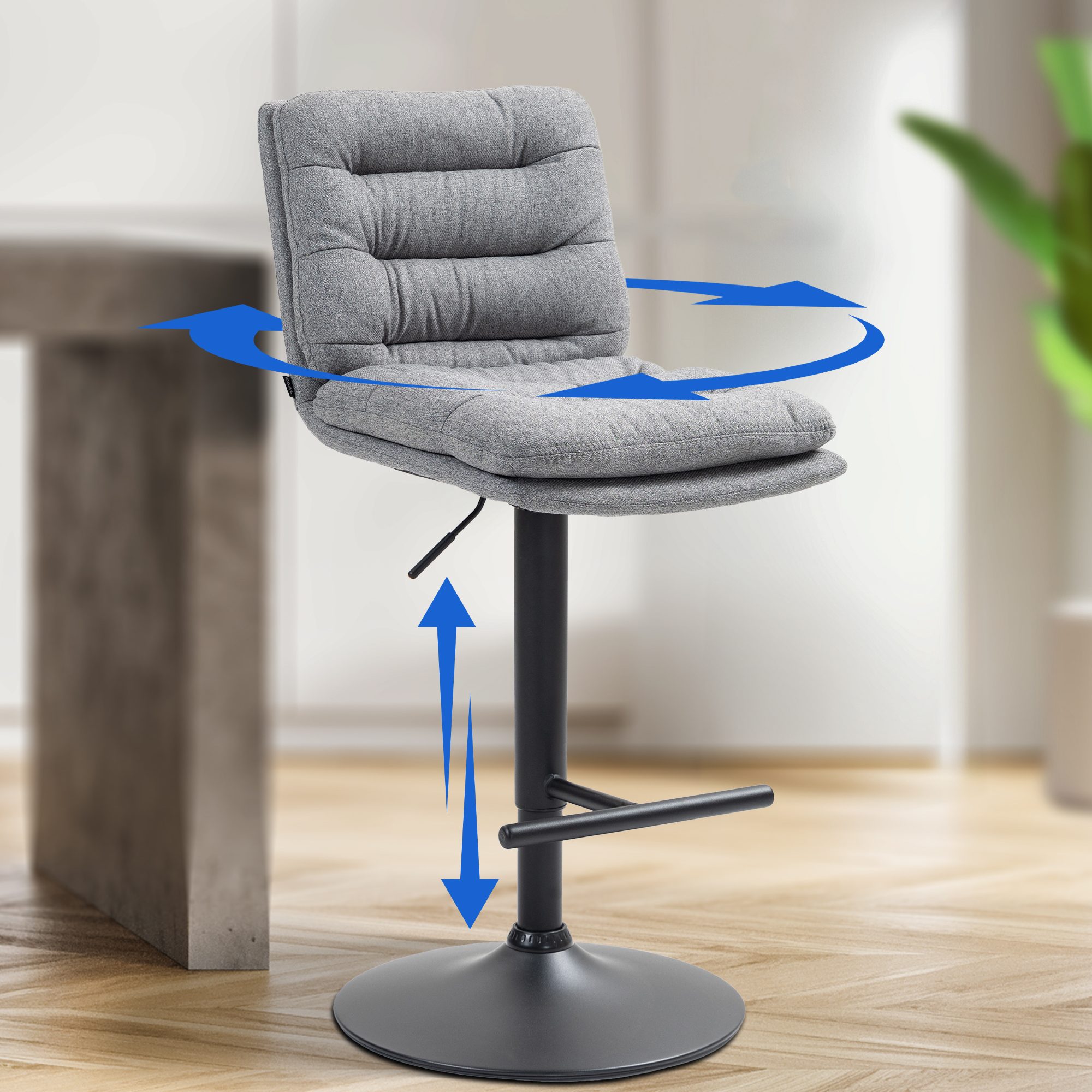Barhocker Damar Stoff schwarz