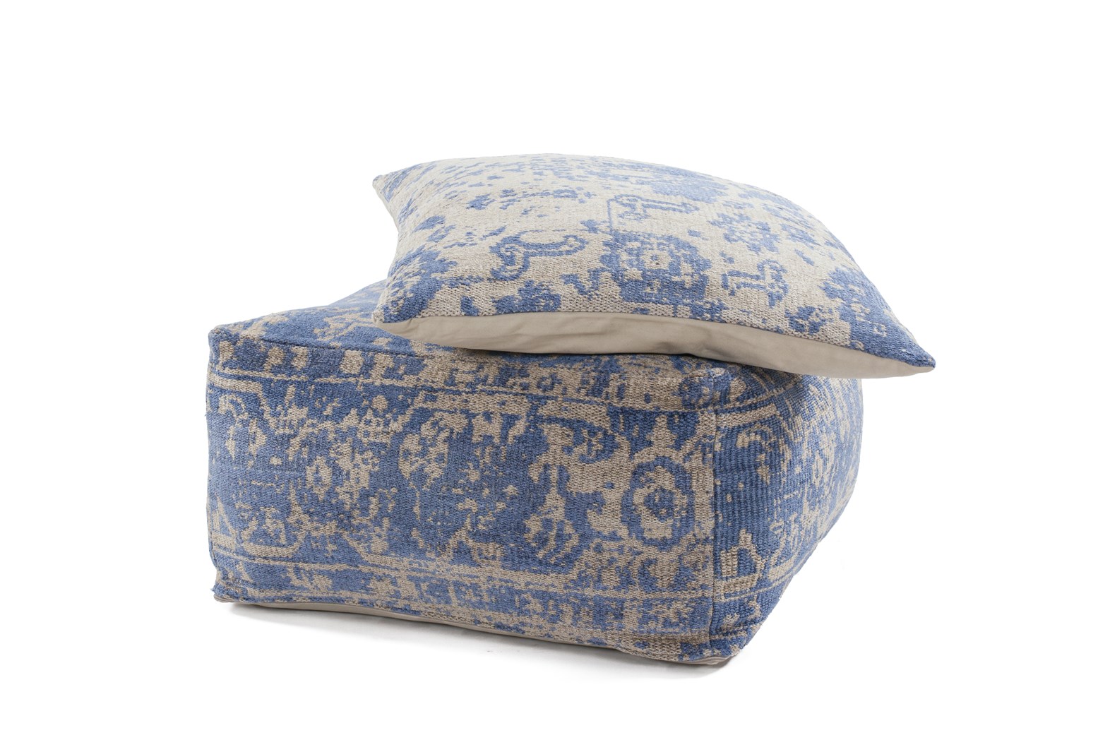 Pouf Paramount Pouf & Cushion Set 410 Taupe / Blau 80cm x 80cm