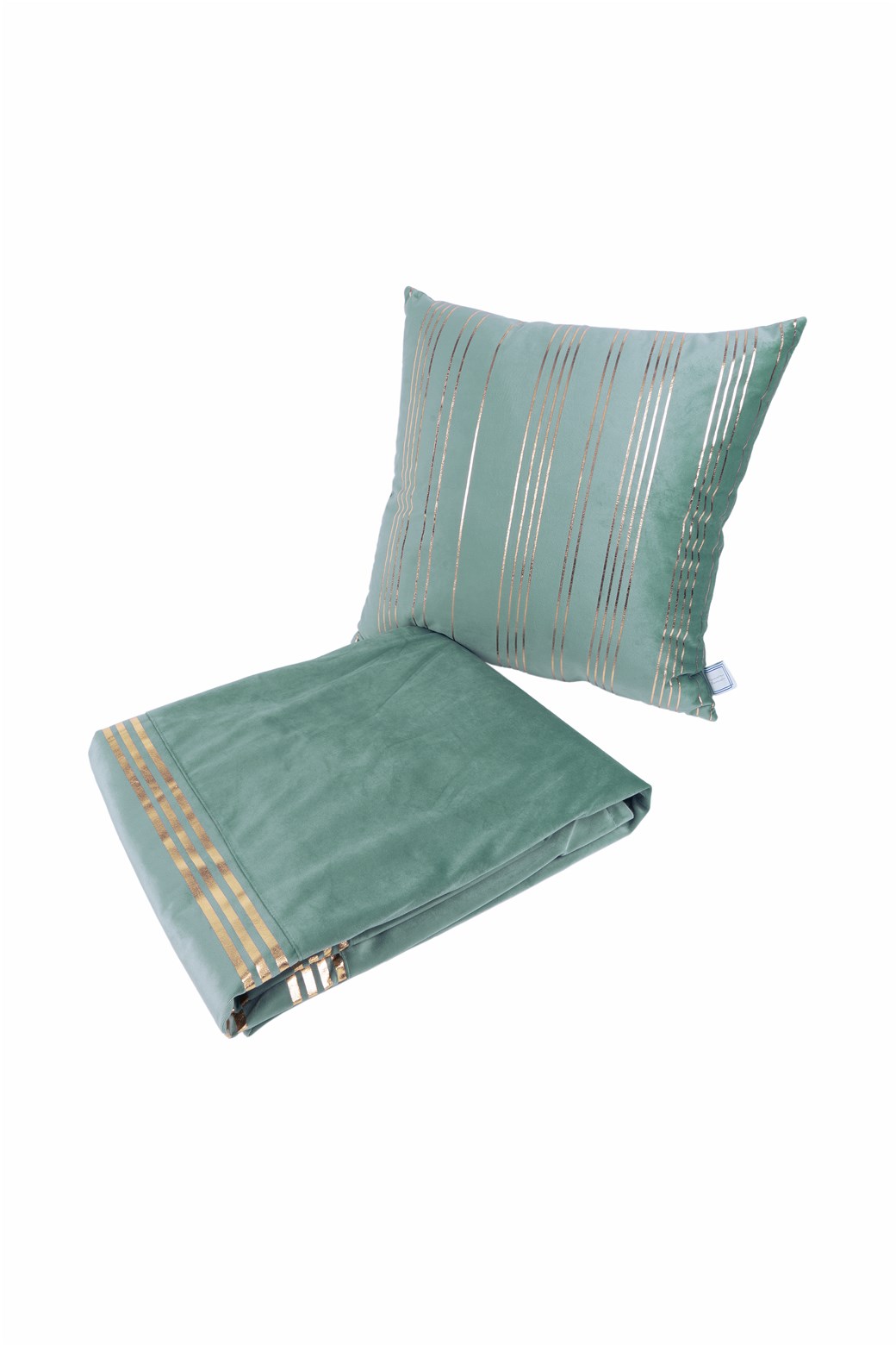 Kissen-Decken-Set Dekokissen & Decke Prisma 525 2er-Set Mint / Gold