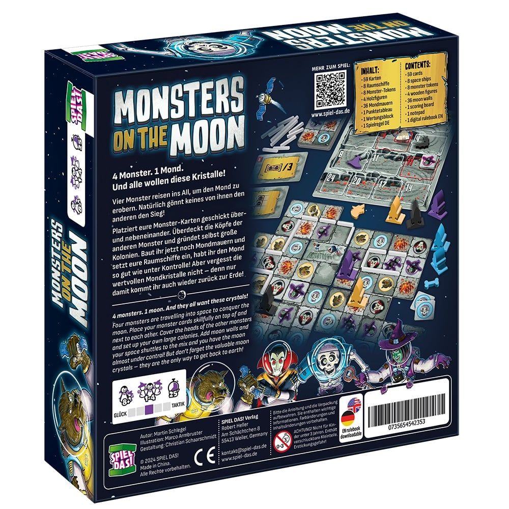 SPIEL DAS! Verlag Brettspiele & Gesellschaftsspiele Monsters on the Moon - Brettspiel
