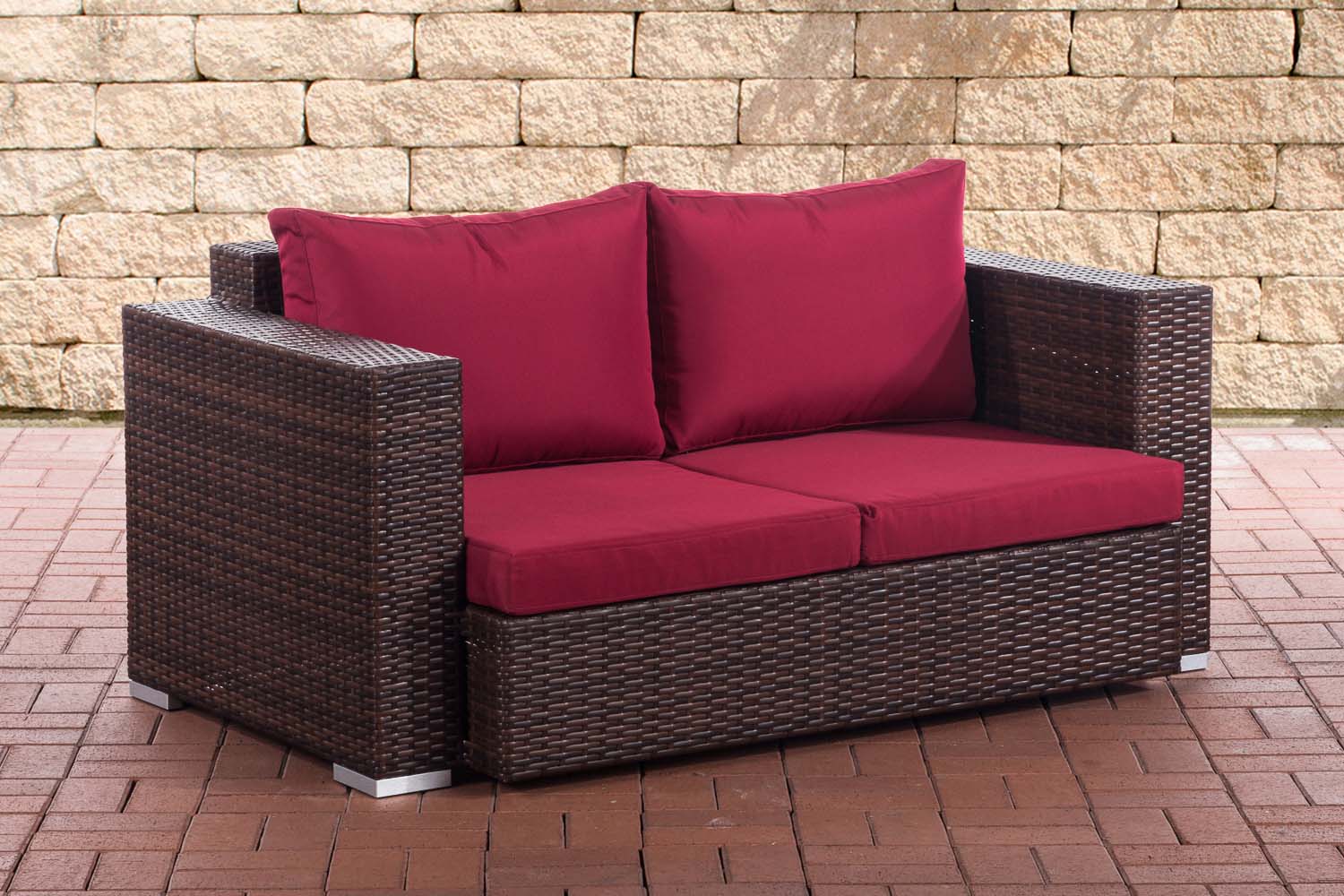 2er Sofa Provence / Sunset Rubinrot