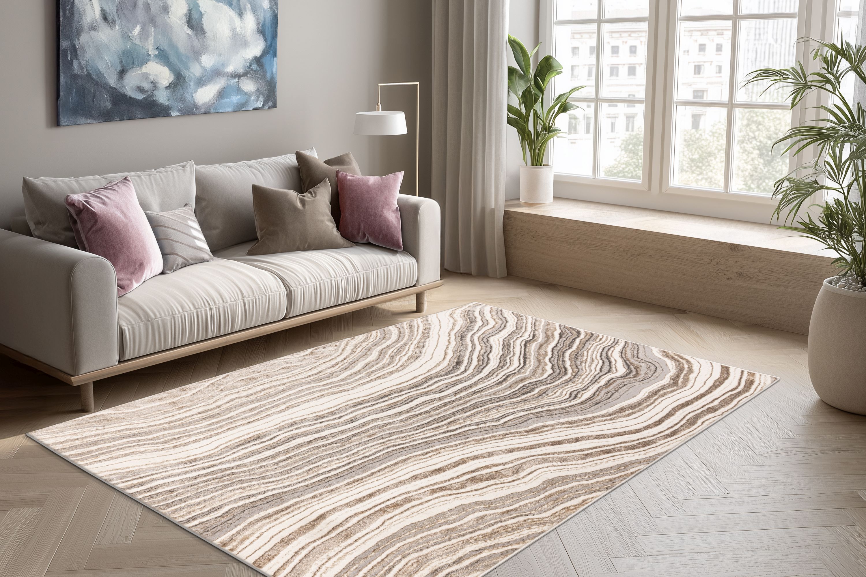 Teppich Chalk 225 Silber / Beige 120 x 170 cm