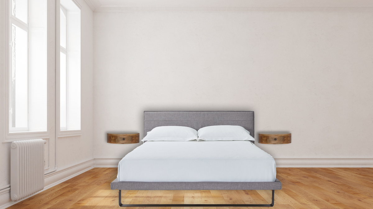 An der Wand befestigter, abgerundeter Nachttisch