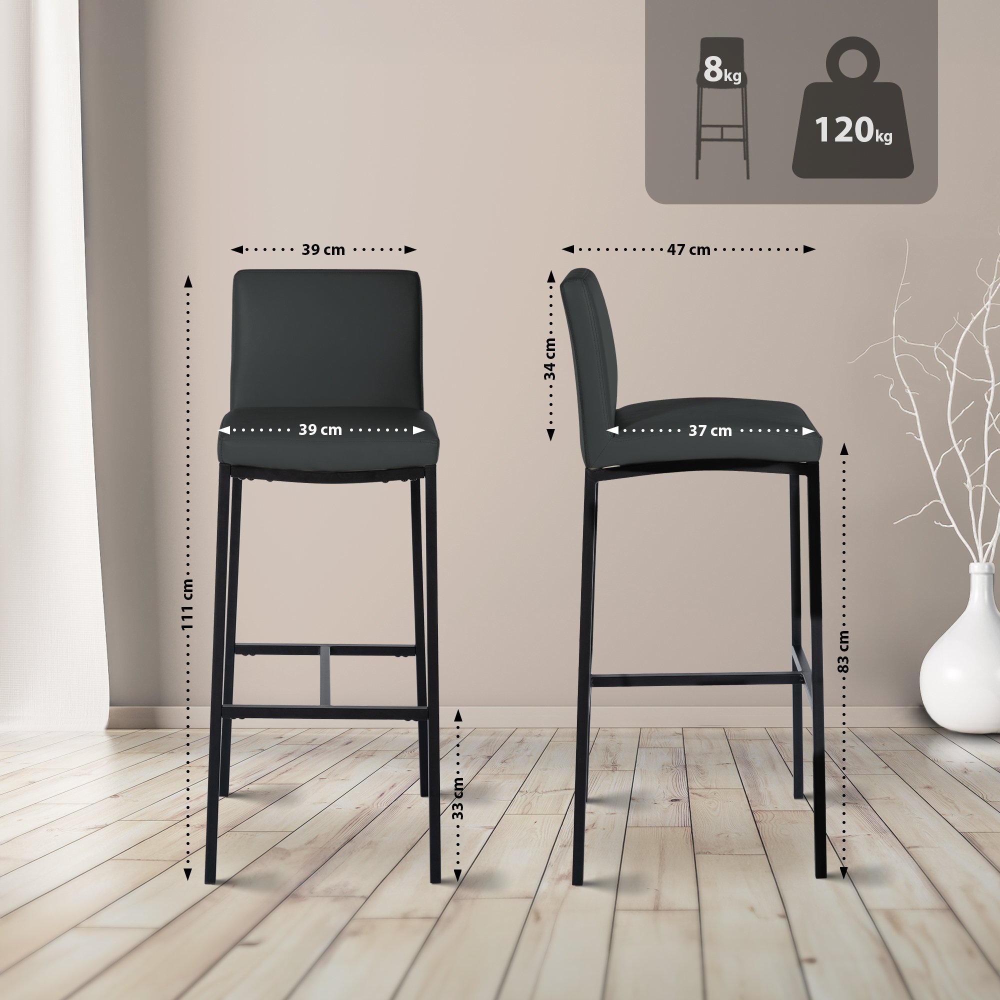 2er Set Barhocker Freeport Kunstleder B