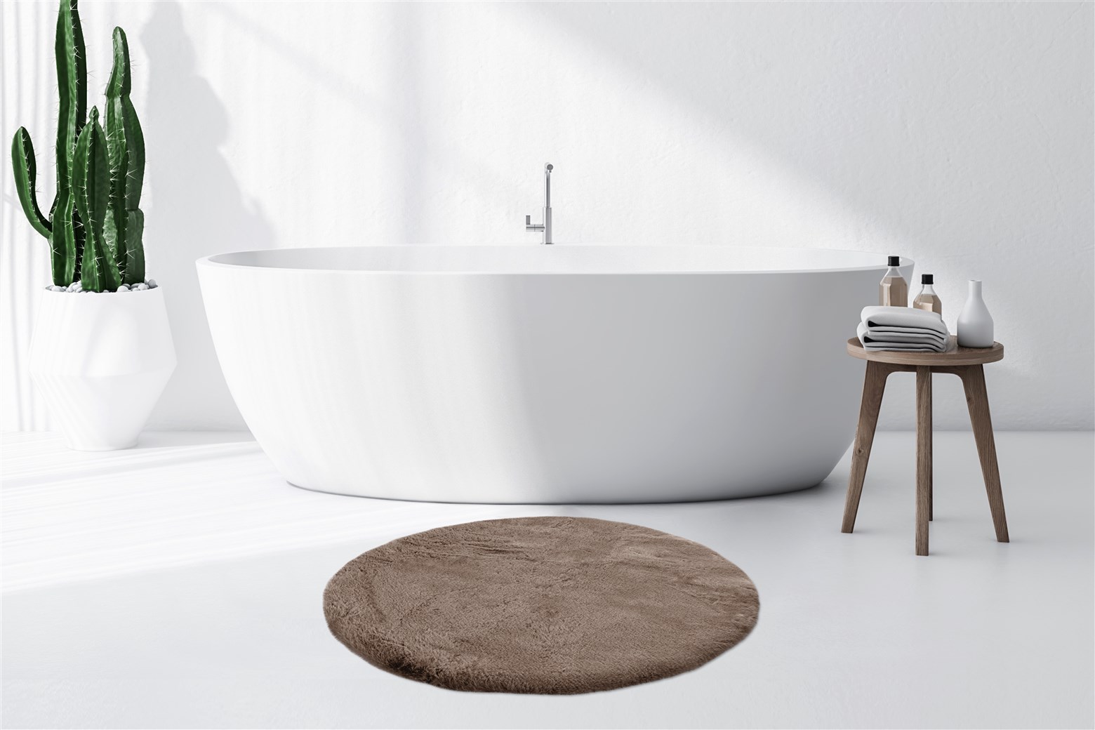 Badematte Badematte Rabbit 225 Dunkelbeige Ø 100cm RUND